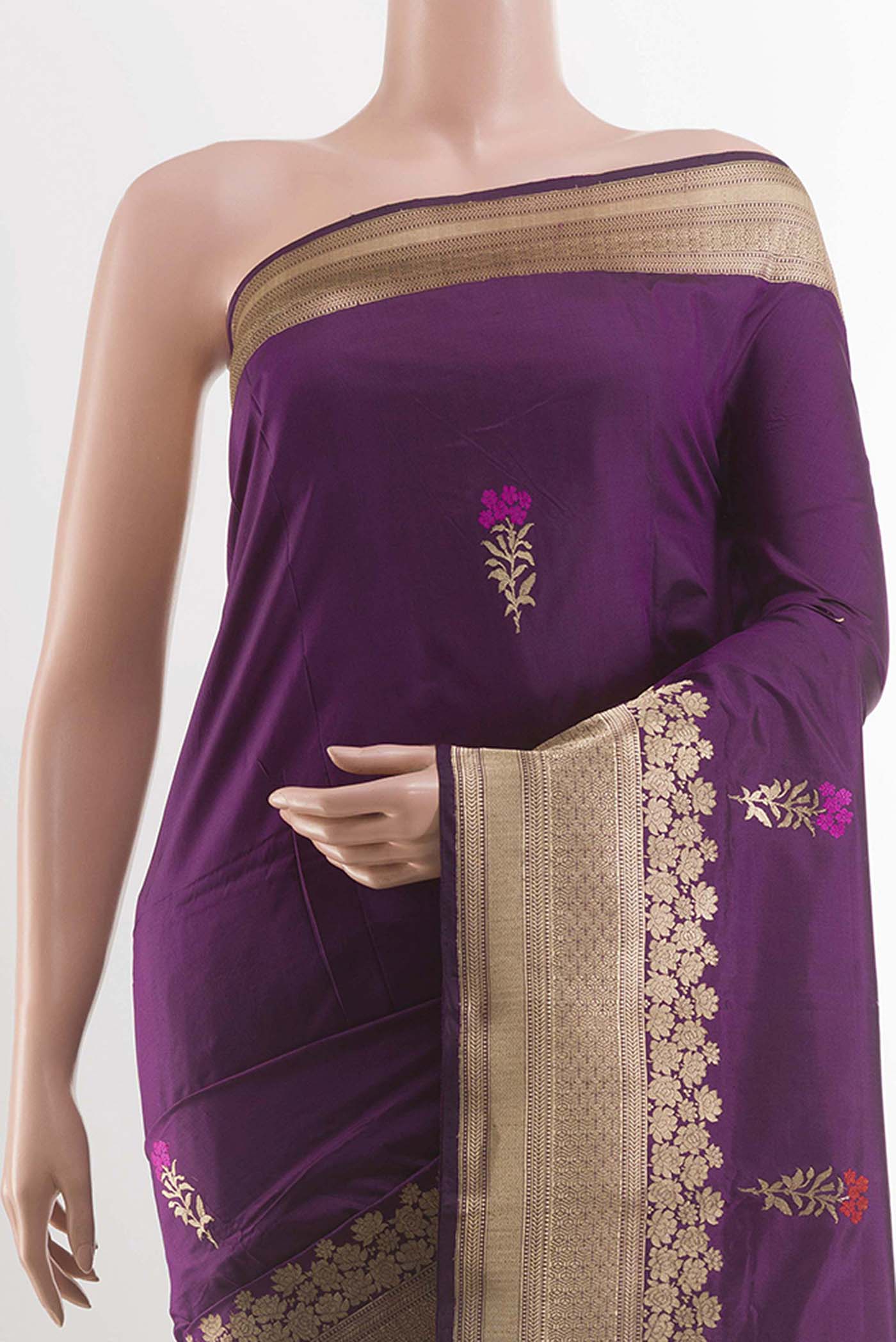 Purple Banarasi Katan Silk Saree - Image 2