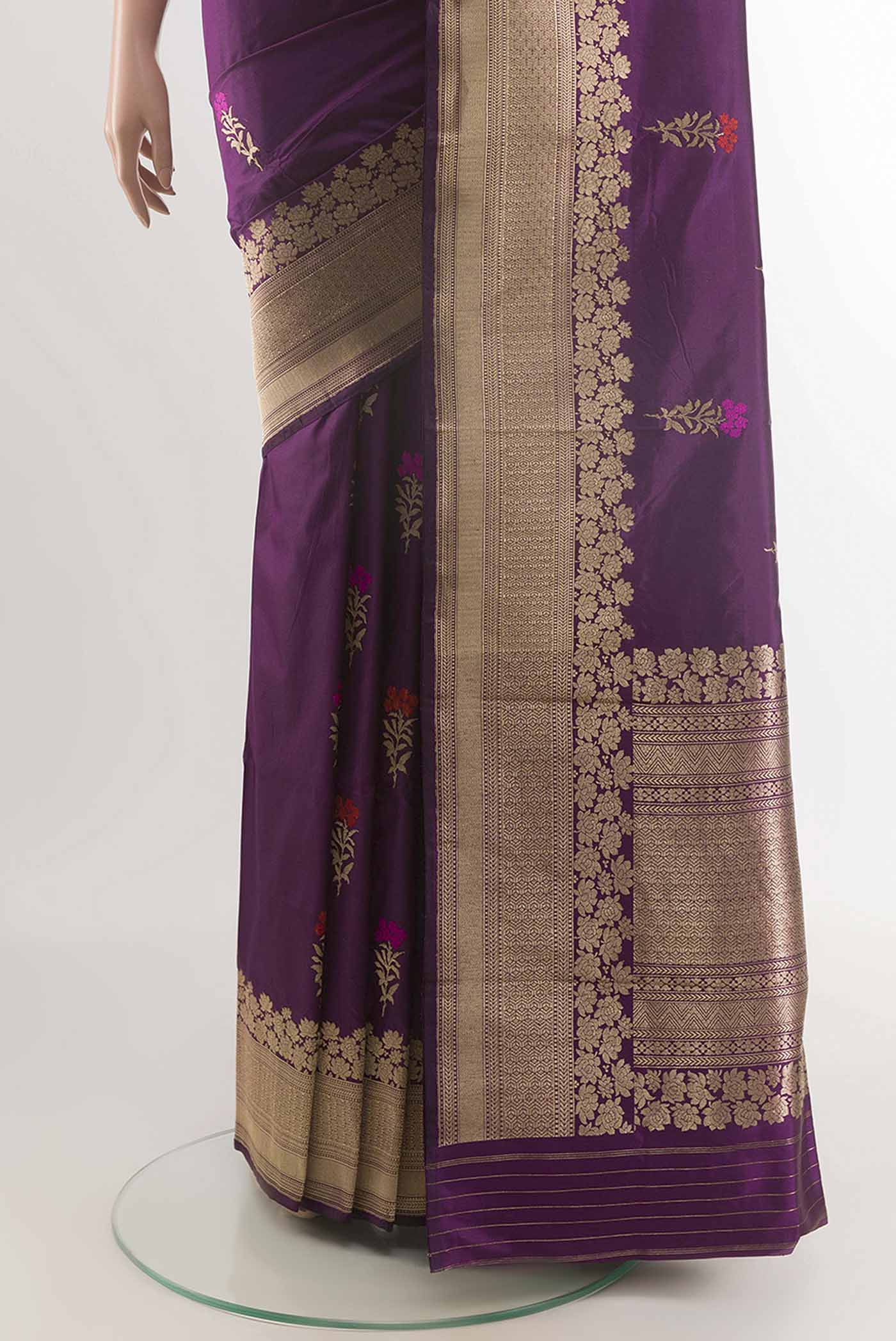 Purple Banarasi Katan Silk Saree - Image 3