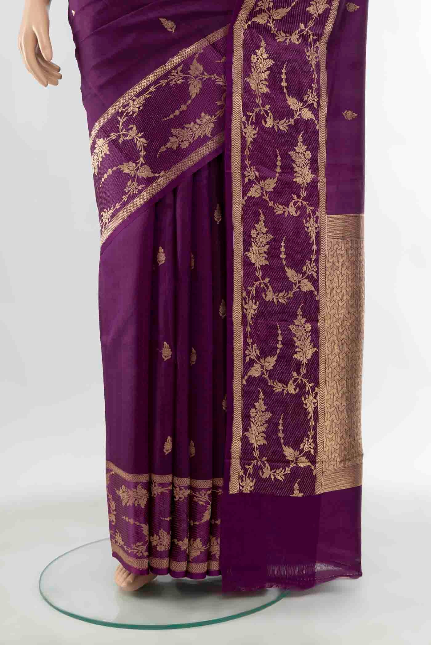 Purple Banarasi Katan Silk Saree - Image 3