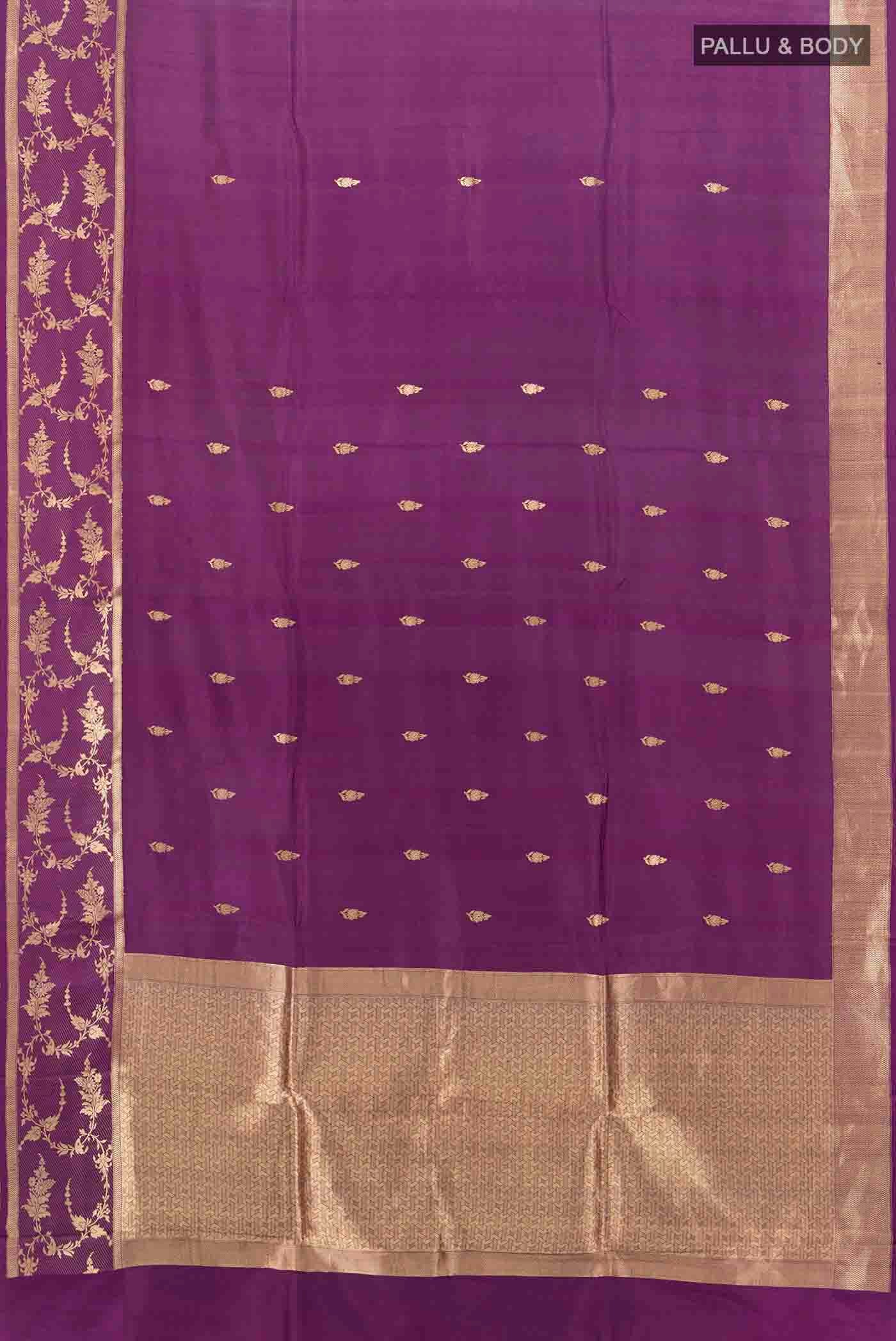 Purple Banarasi Katan Silk Saree - Image 5