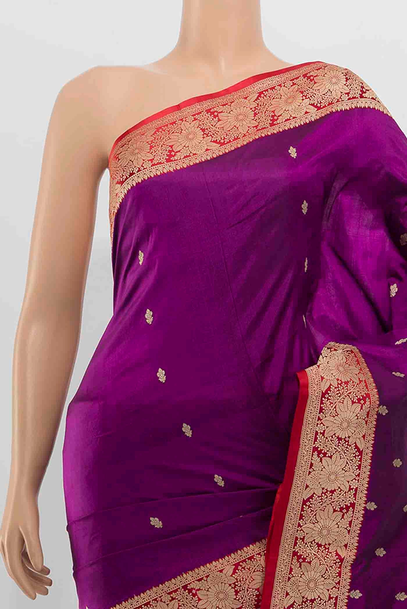 Purple Banarasi Katan Silk Saree - Image 2