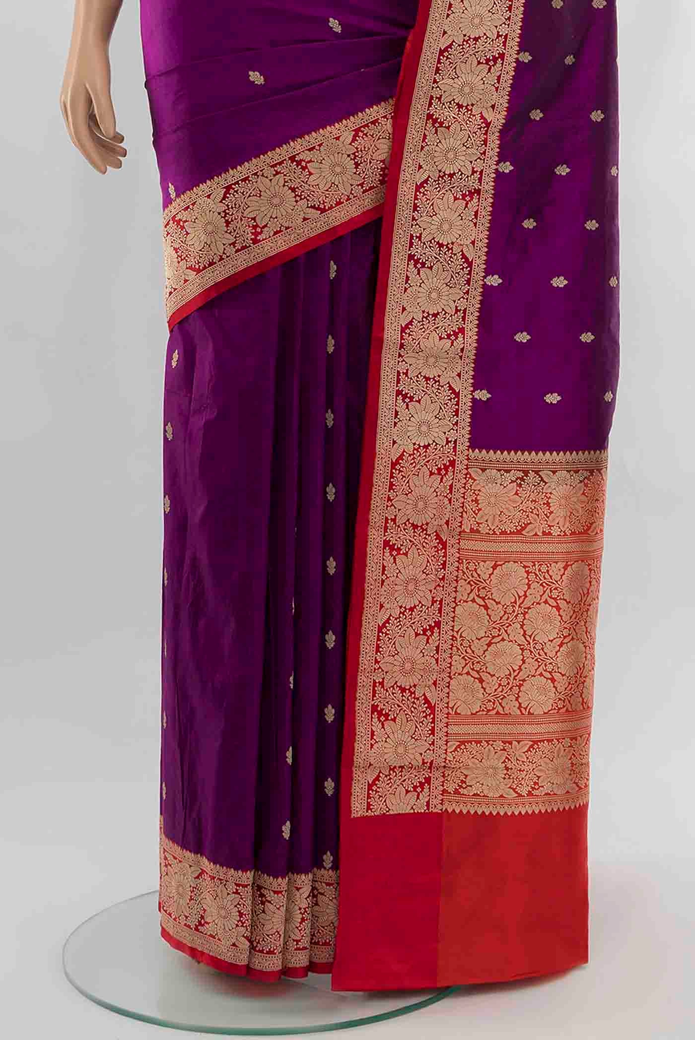 Purple Banarasi Katan Silk Saree - Image 3