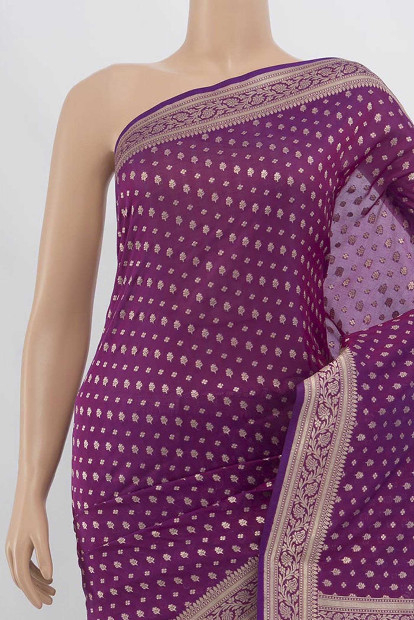 Purple Banarasi Silk Saree - Image 2