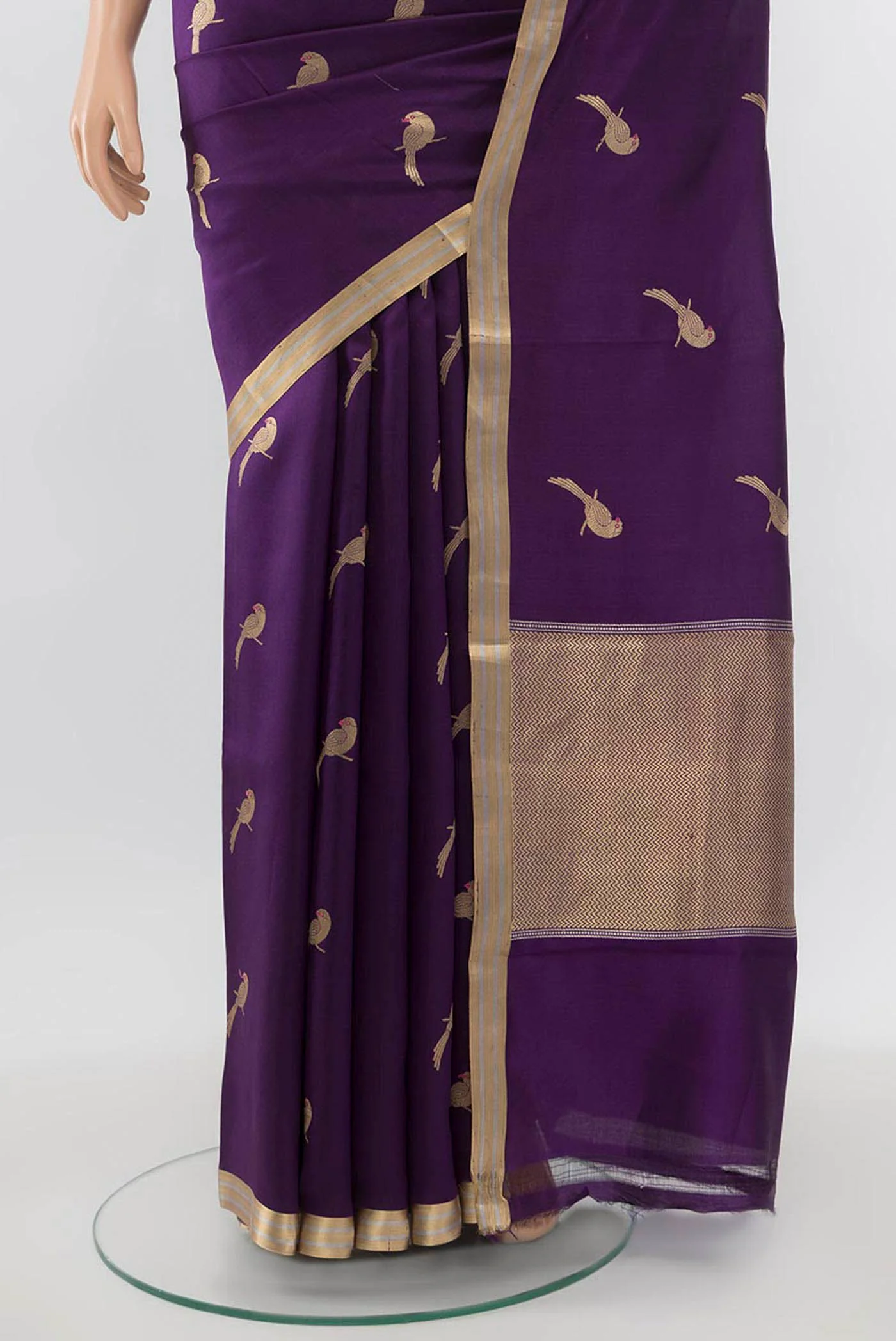 Violet Banarasi Silk Saree - Image 3