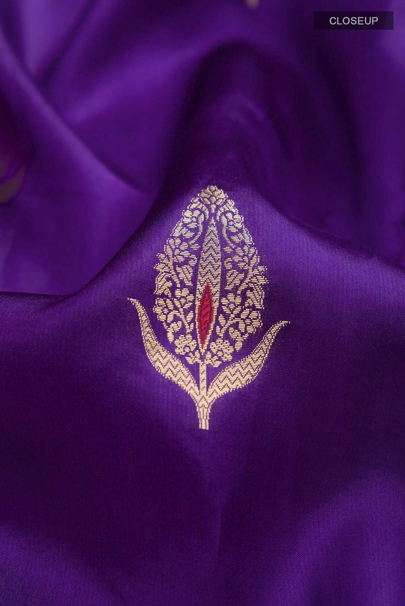 Purple Banarasi Raw Silk Saree - Image 2