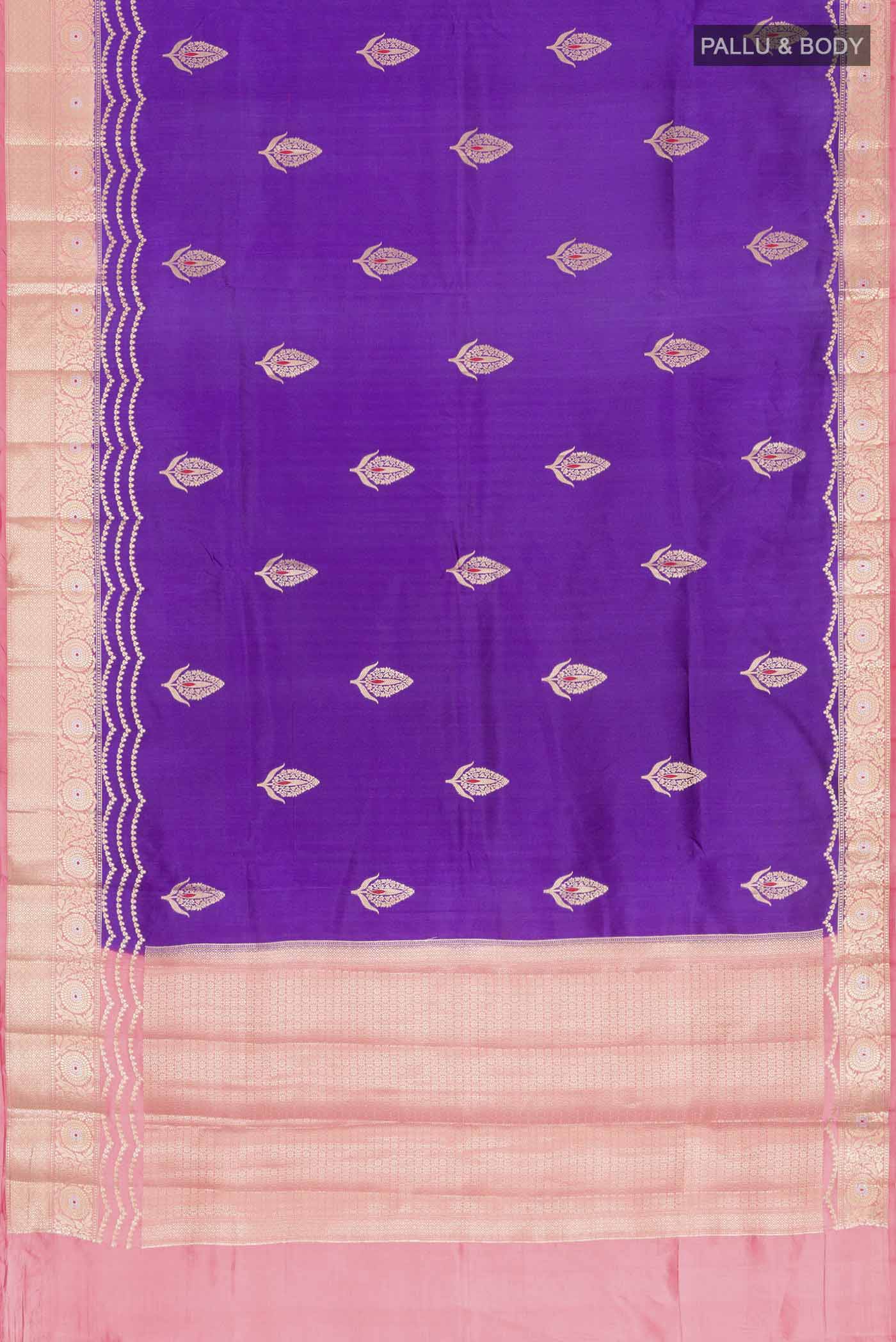 Purple Banarasi Raw Silk Saree - Image 5