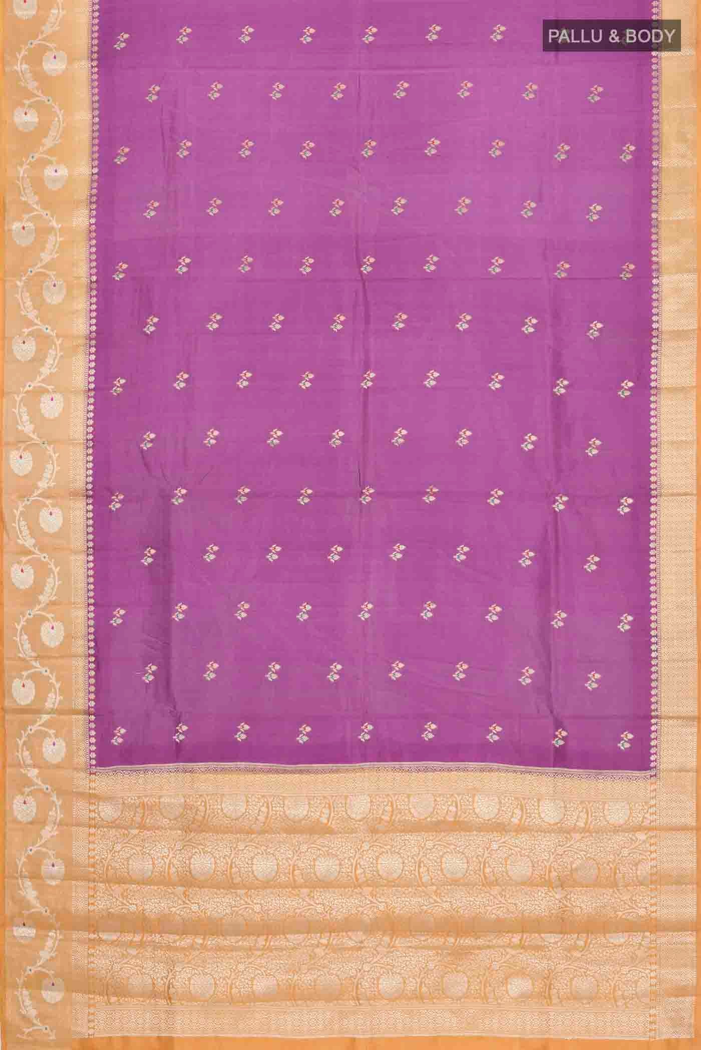 Purple Banarasi Raw Silk Saree - Image 5