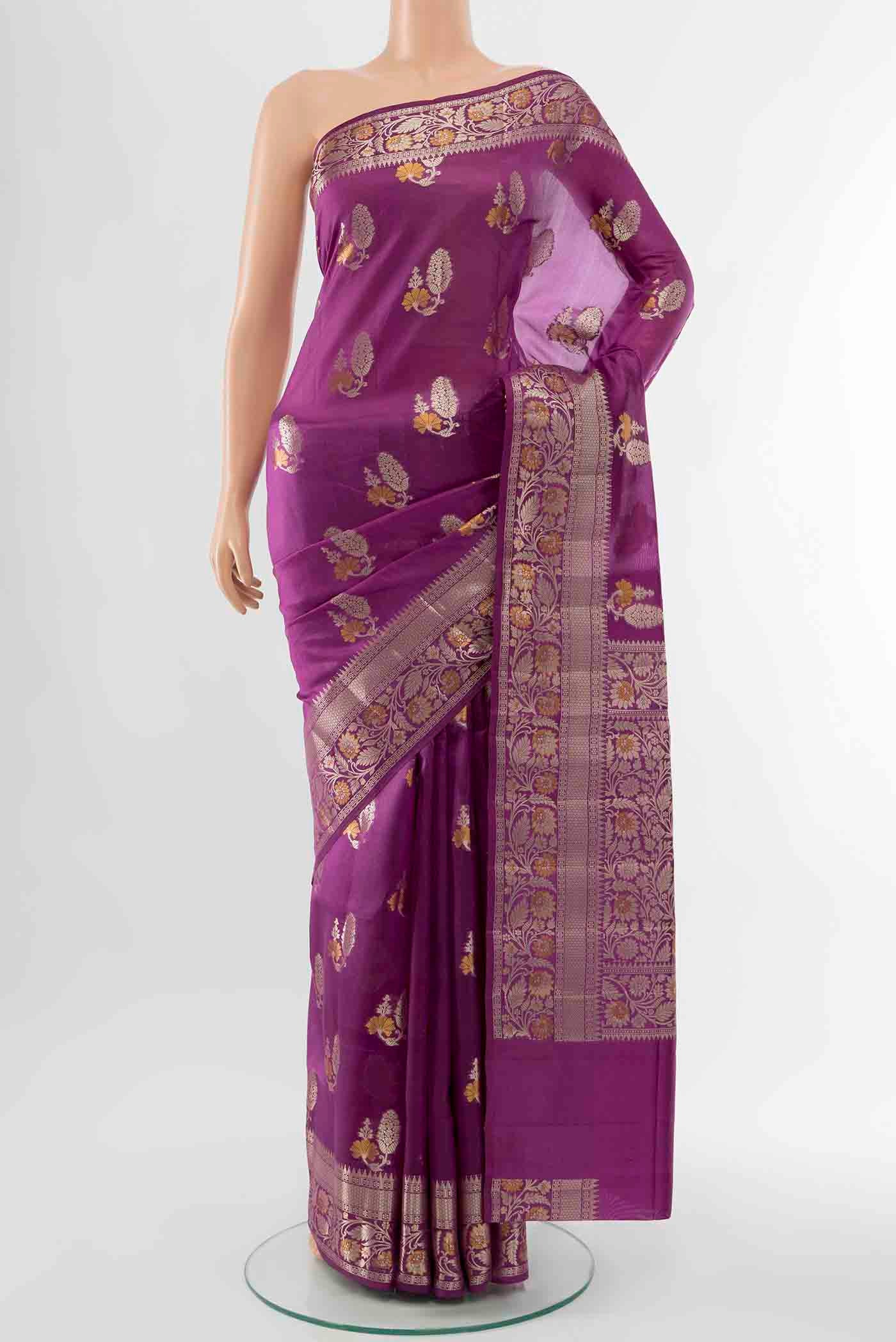 Purple Banarasi Raw Silk Saree