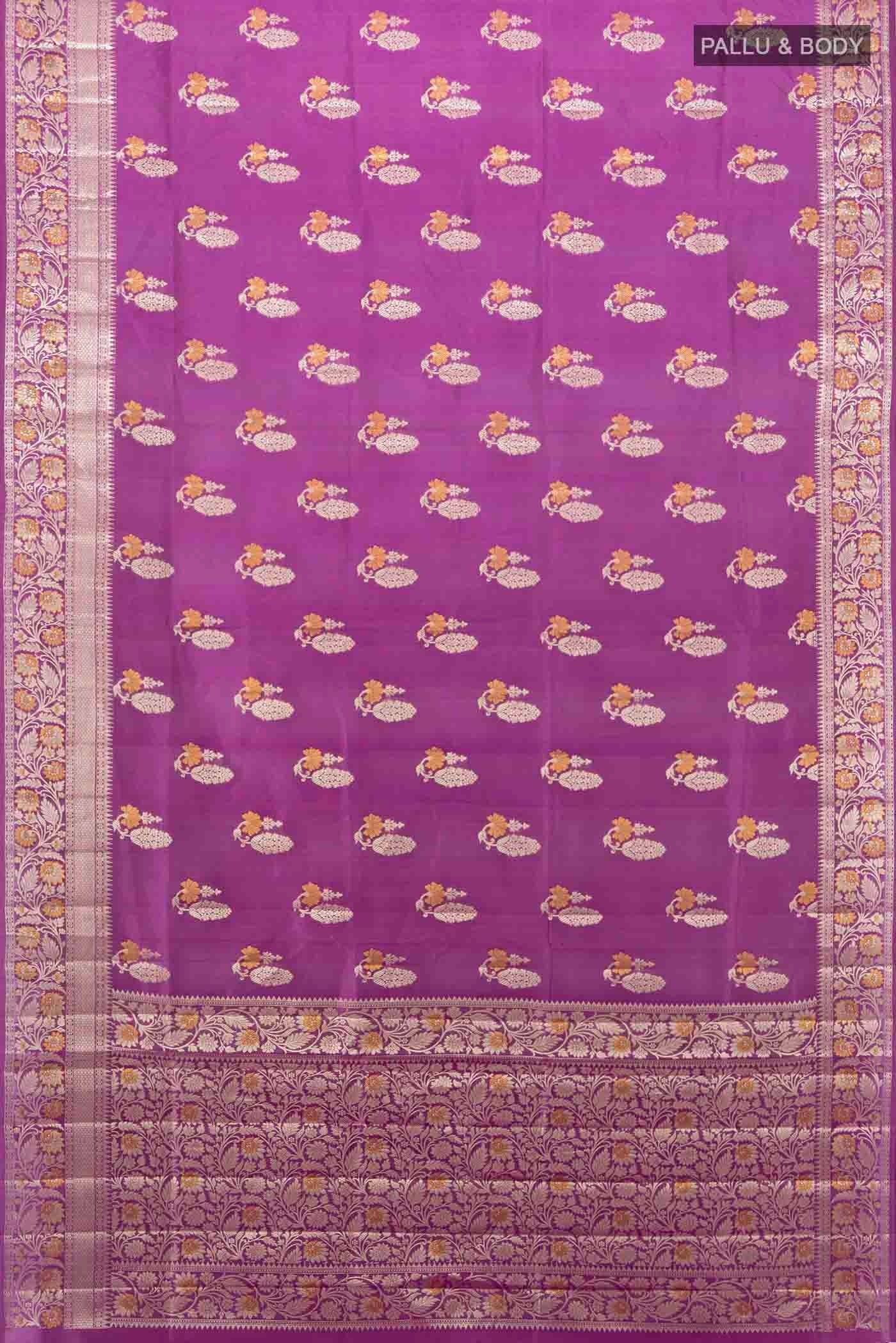 Purple Banarasi Raw Silk Saree - Image 5