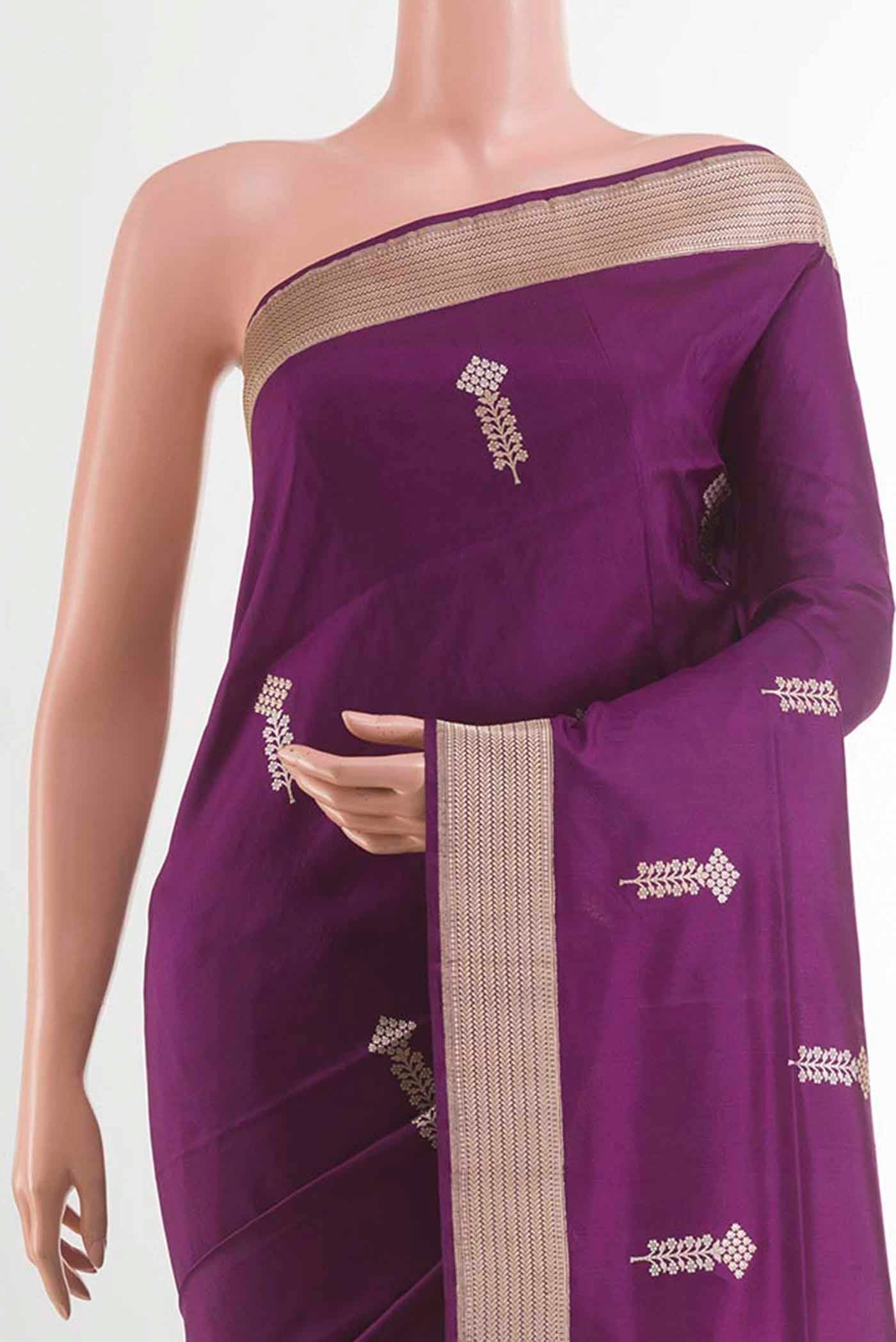 Purple Banarasi Silk Saree - Image 2