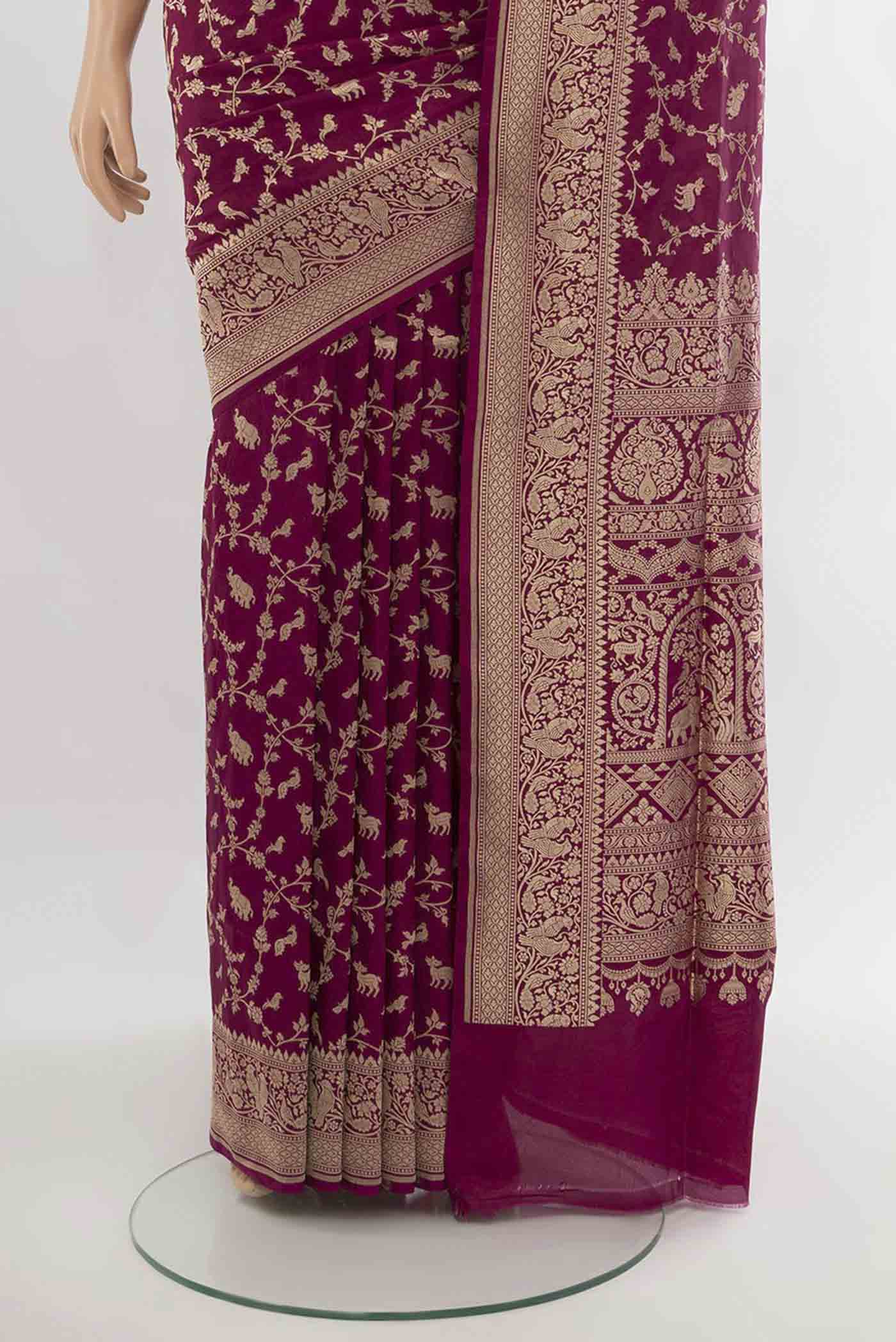 Purple Banarasi Silk Saree - Image 3