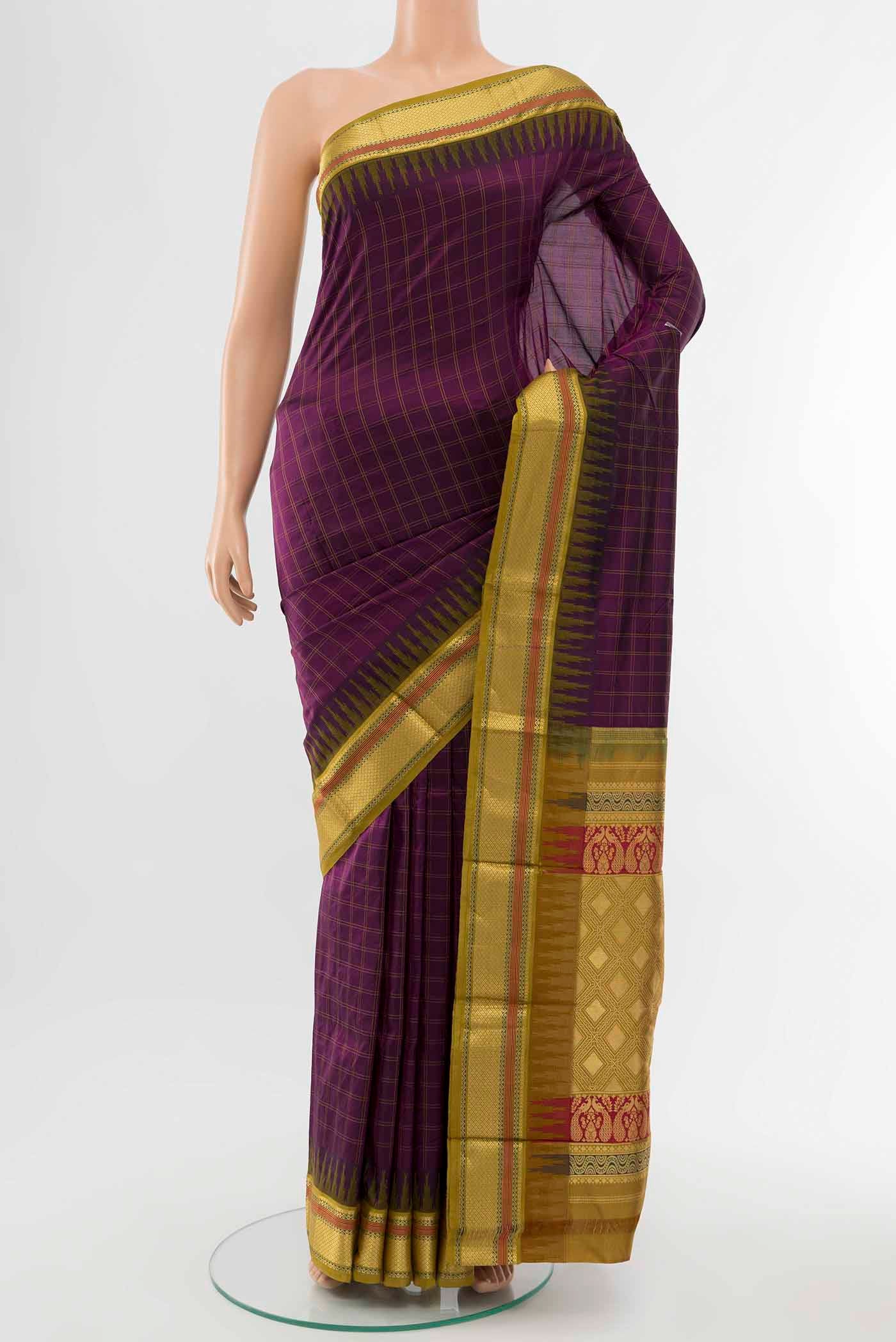 Purple Bangalore Silk - kadyal Saree