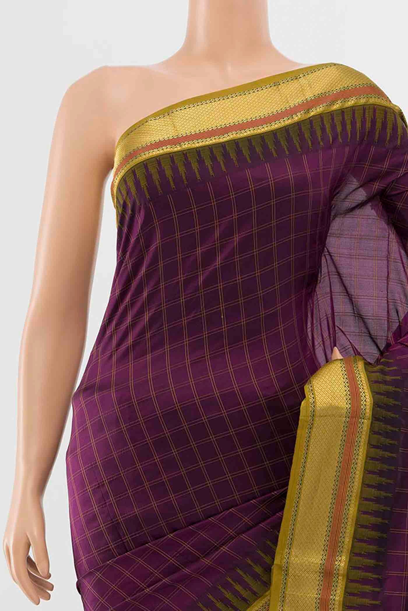 Purple Bangalore Silk - kadyal Saree - Image 2