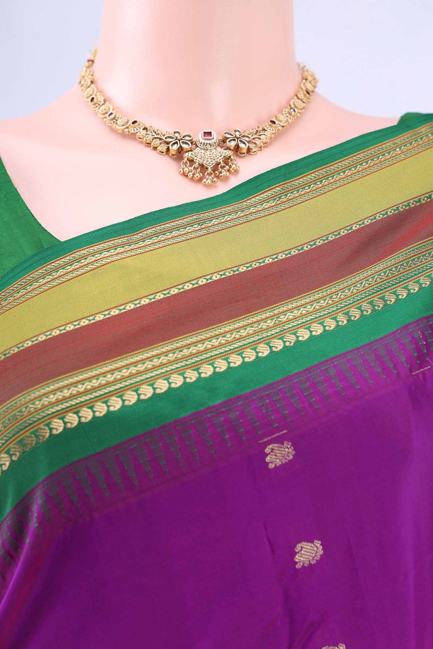 Purple Bangalore Silk Saree - Image 2