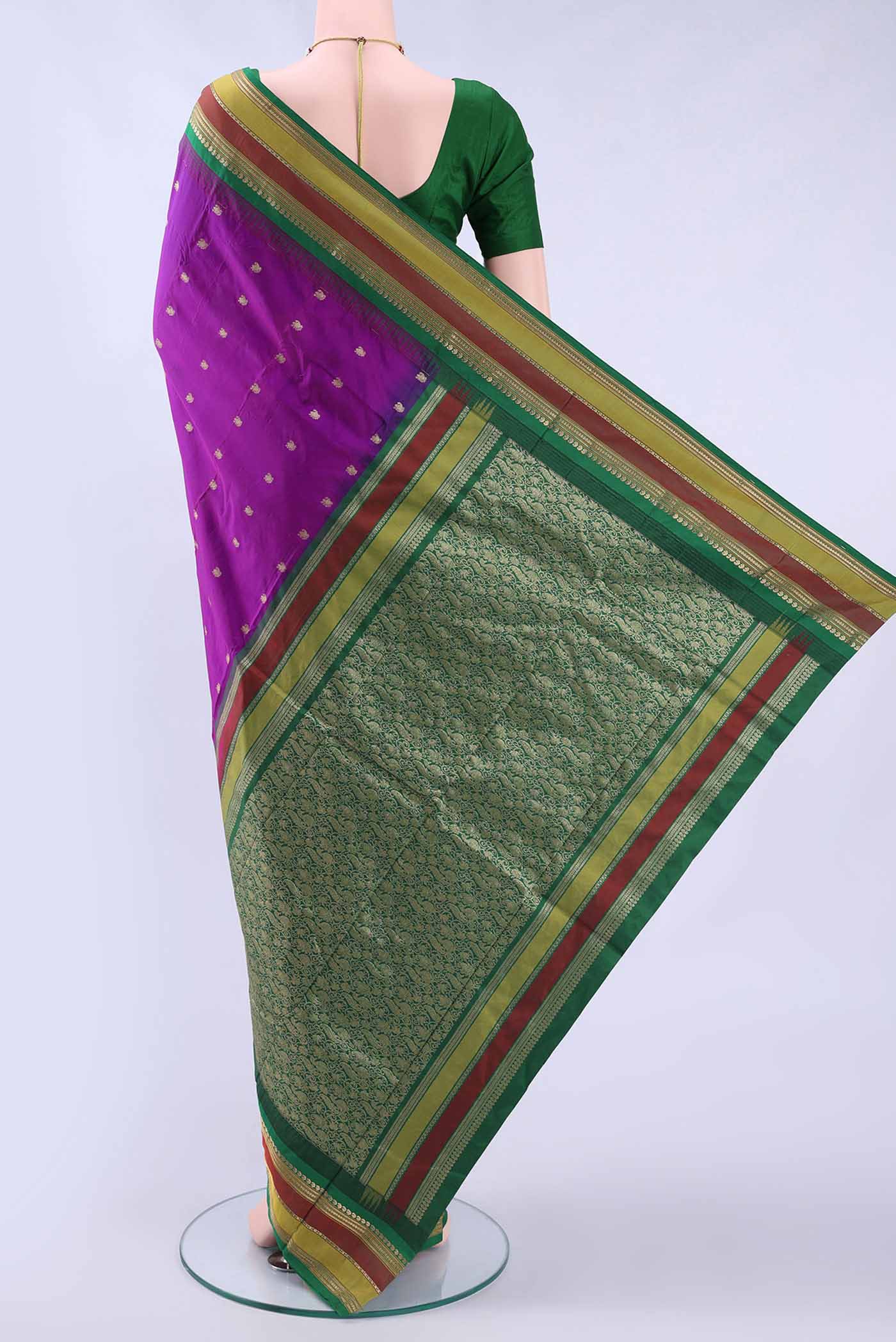 Purple Bangalore Silk Saree - Image 3