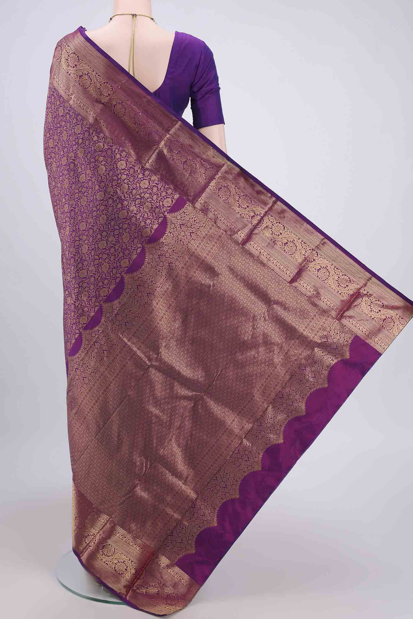 Purple Bangalore Silk Saree - Image 2