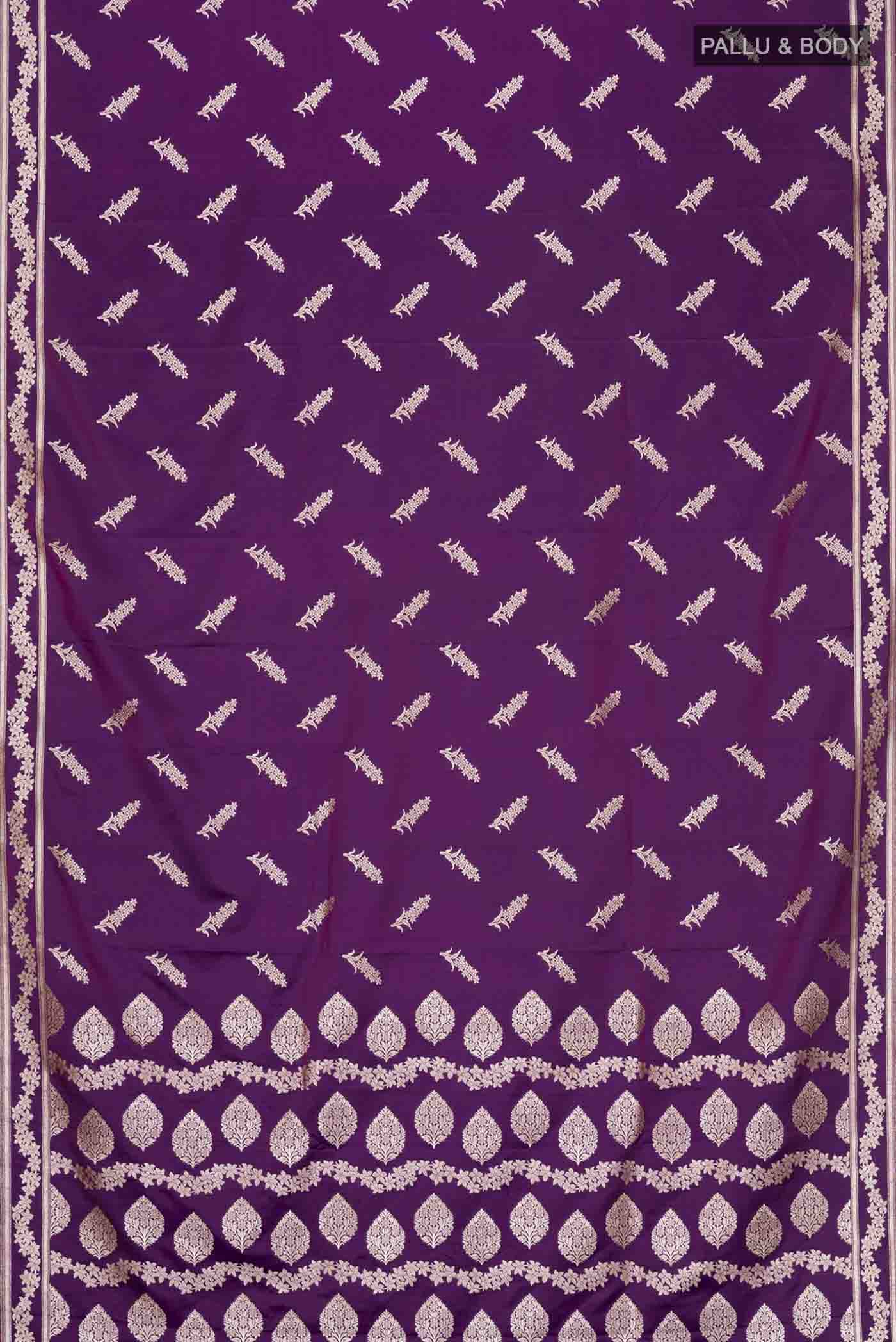 Purple Blended Banarasi Silk Saree - Image 3