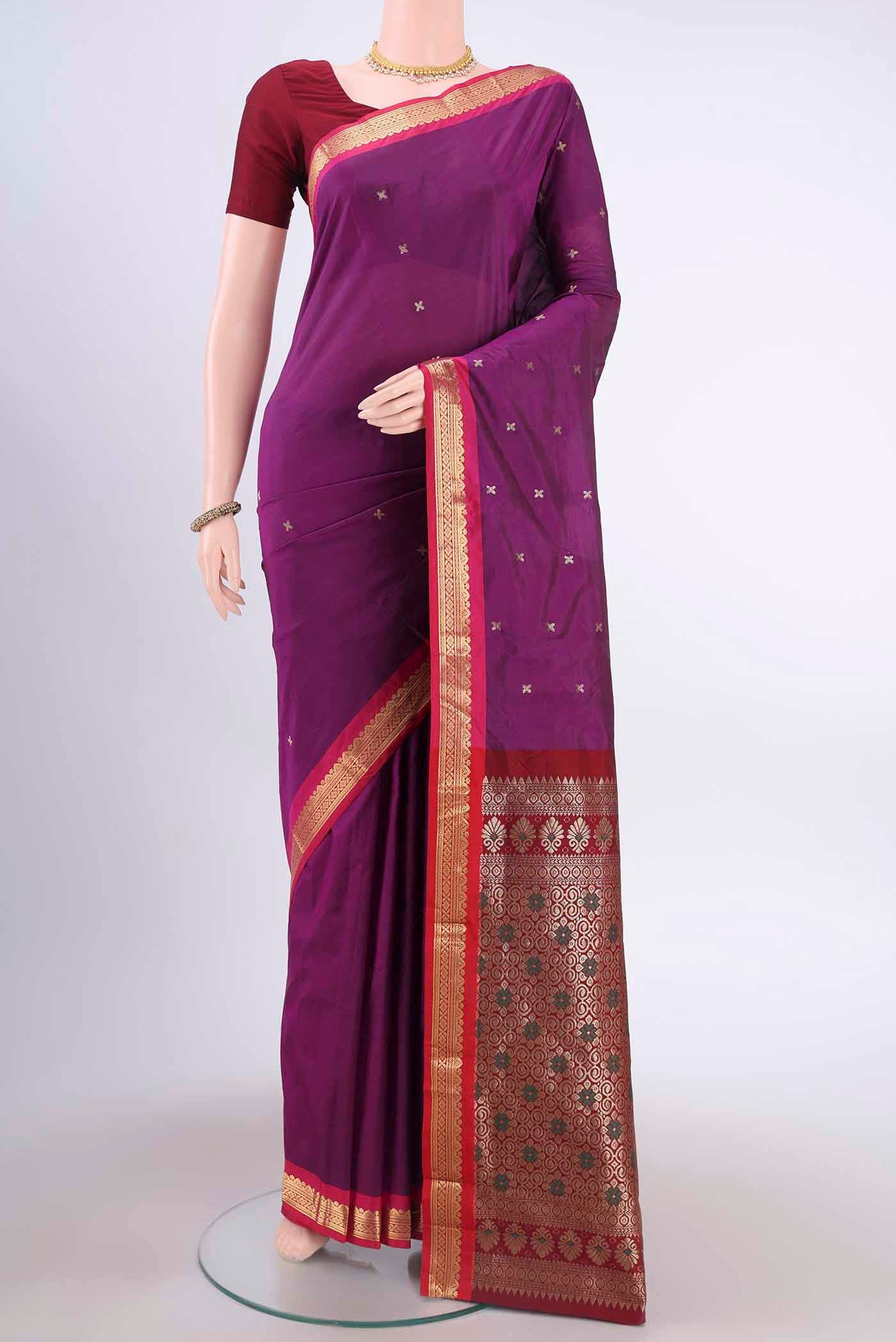 Purple Blended Bangalore Silk Saree