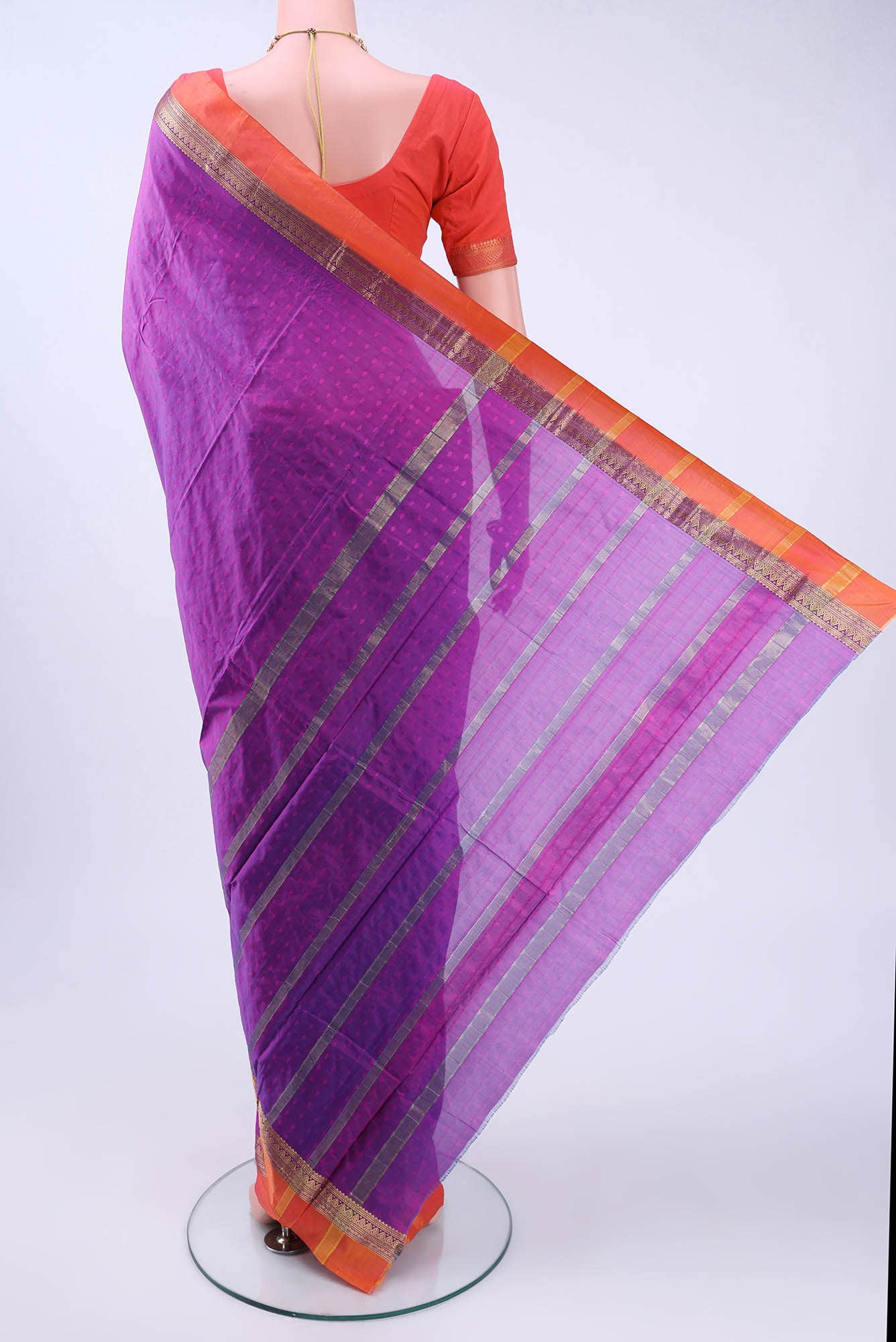 Purple Blended Bangalore Silk Saree - Image 2