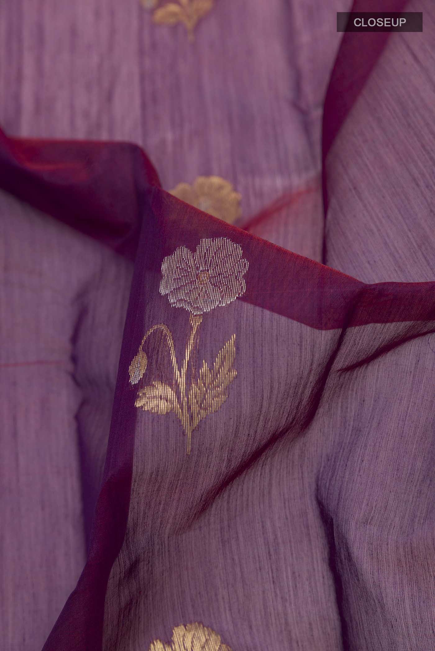 Purple Chanderi Silk Cotton Saree - Image 2
