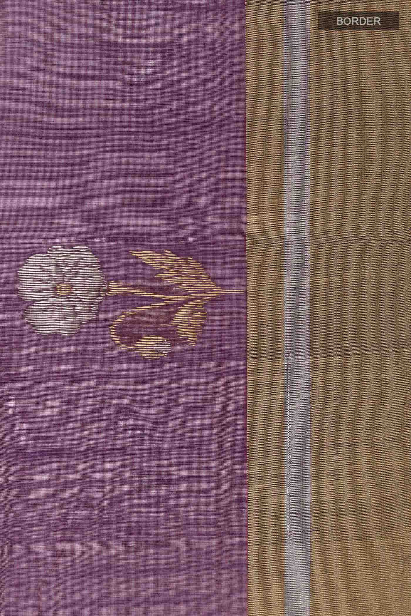 Purple Chanderi Silk Cotton Saree - Image 3