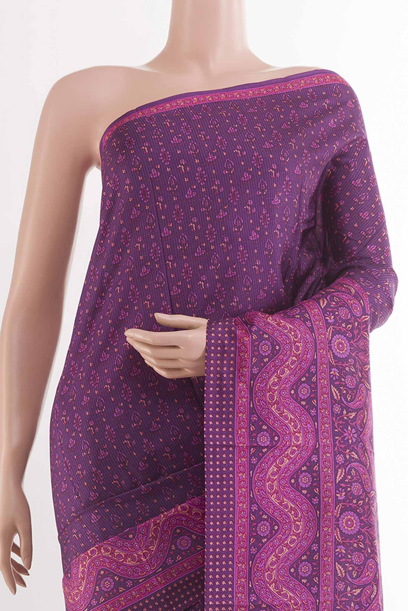 Purple Crepe Saree - Image 2