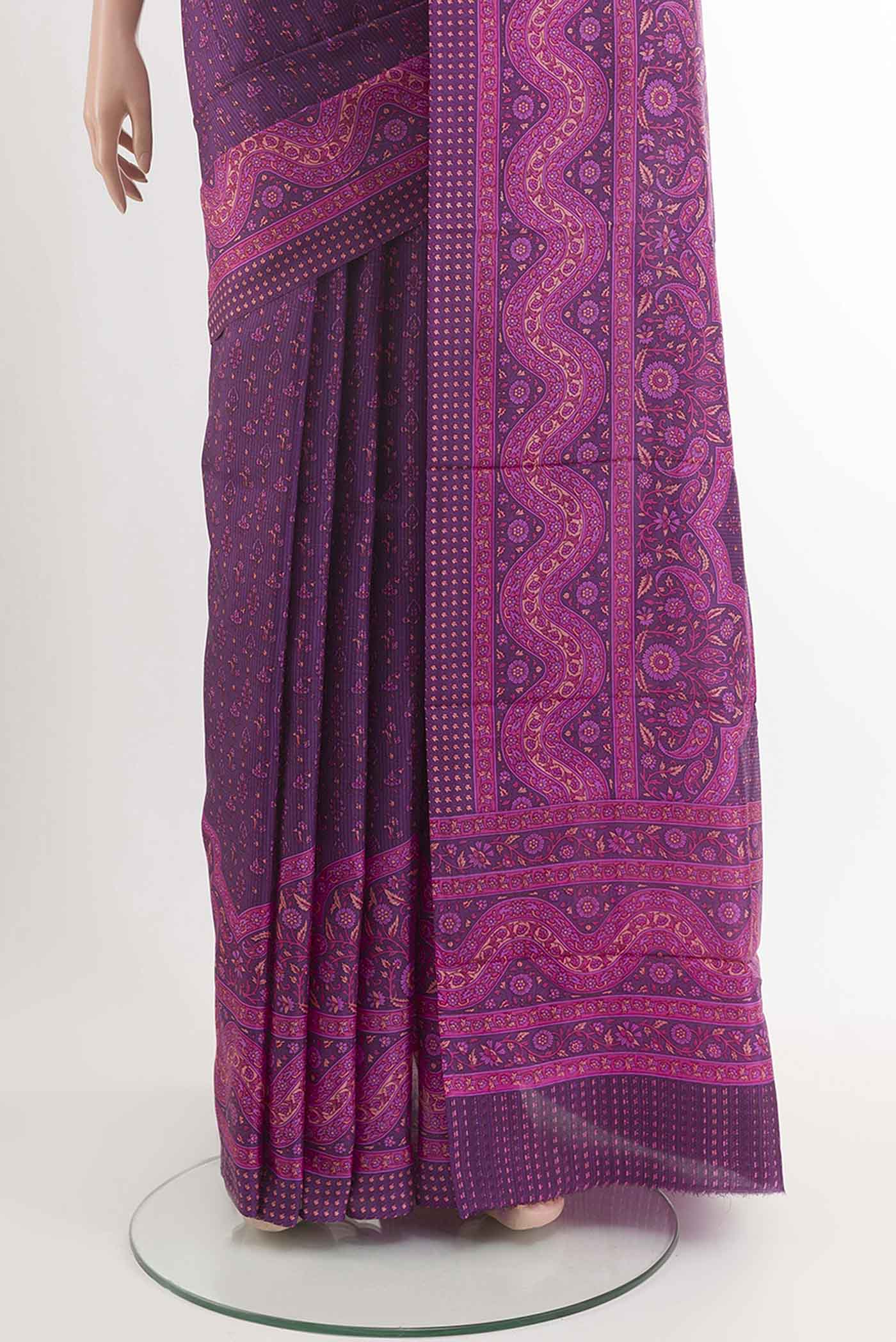 Purple Crepe Saree - Image 3