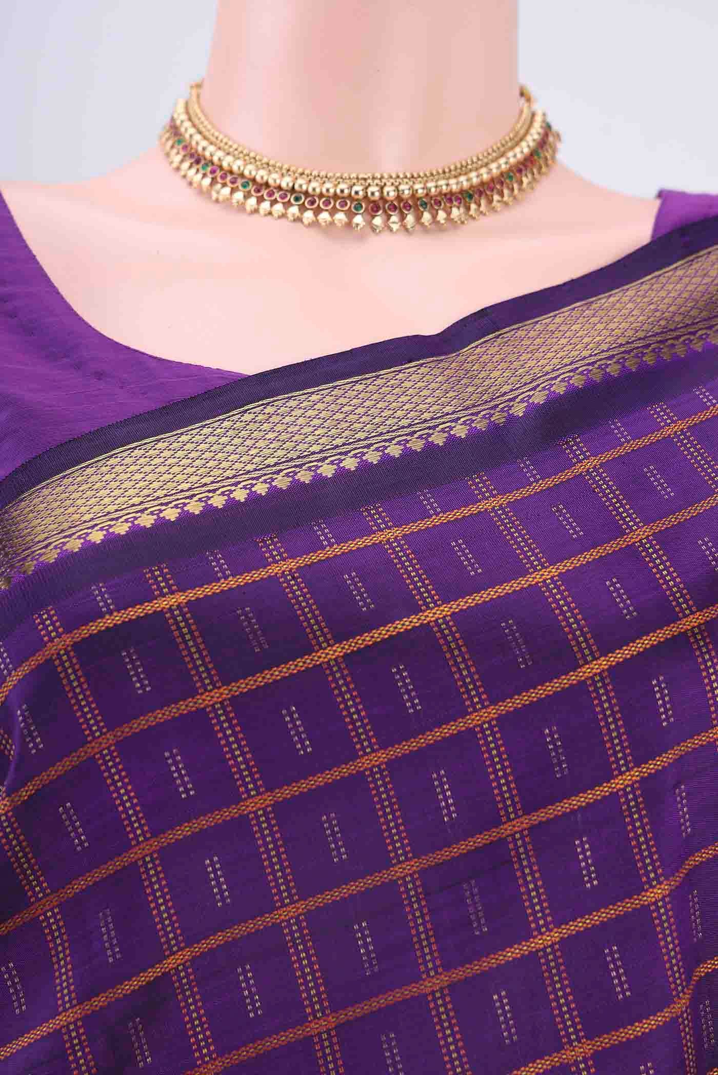 Purple Dual Tone Kanchipuram Saree - Image 2