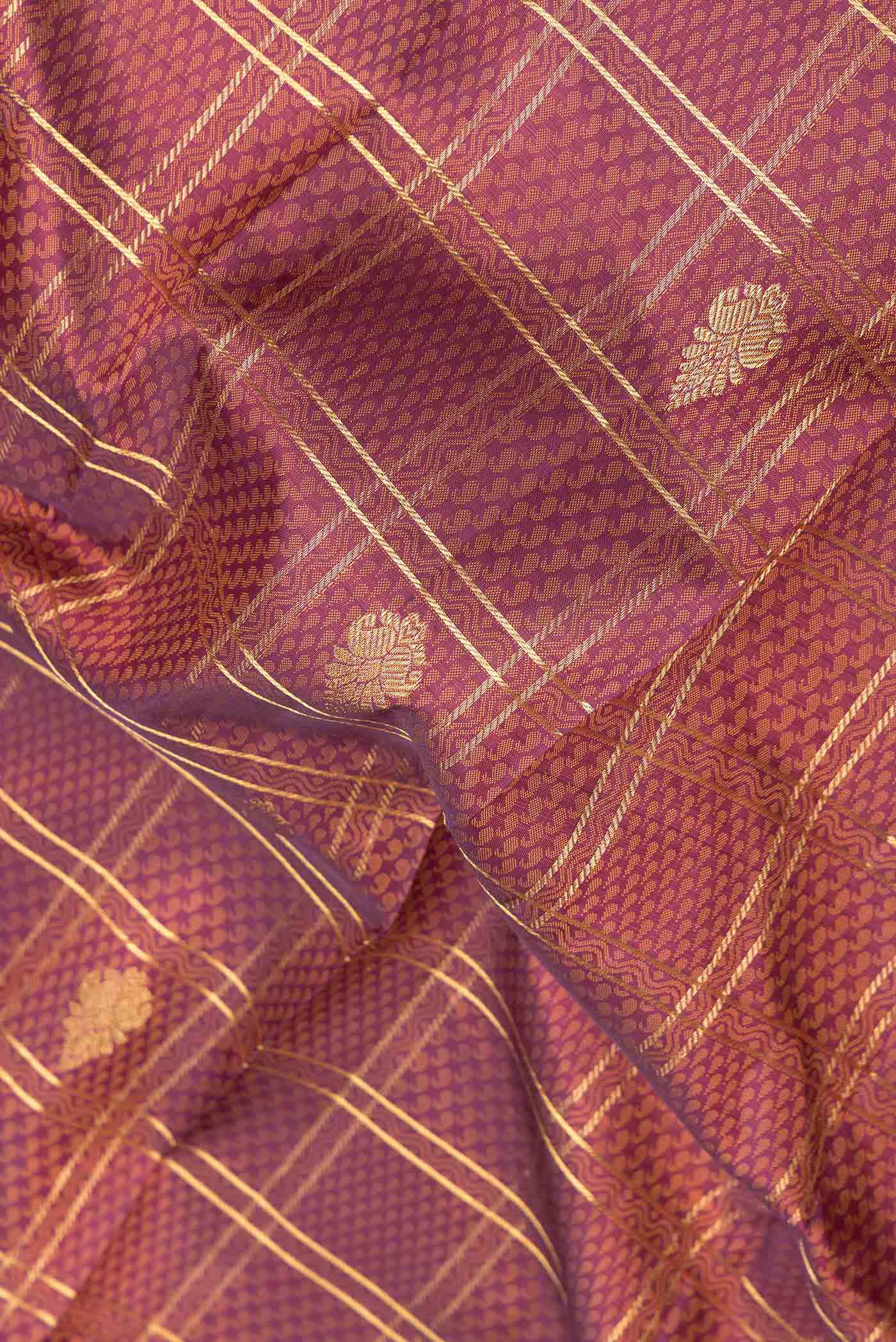 Purple Dual Tone Kanjivaram Silk Saree - Image 2