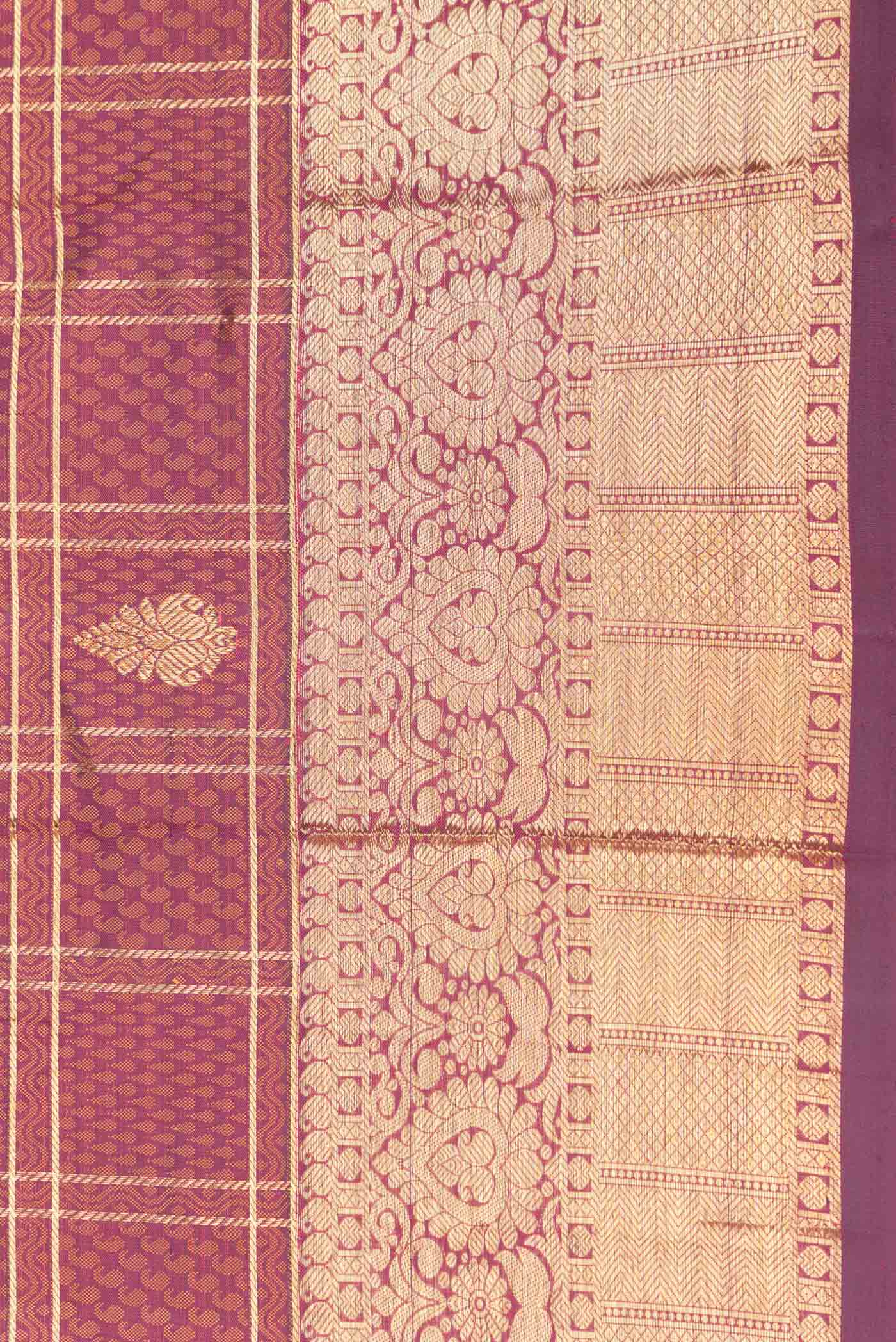 Purple Dual Tone Kanjivaram Silk Saree - Image 3