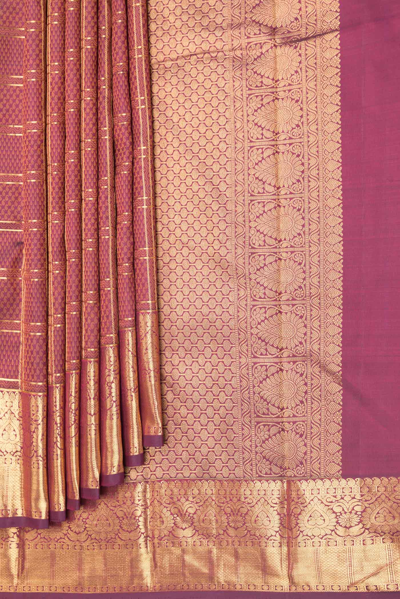 Purple Dual Tone Kanjivaram Silk Saree - Image 4