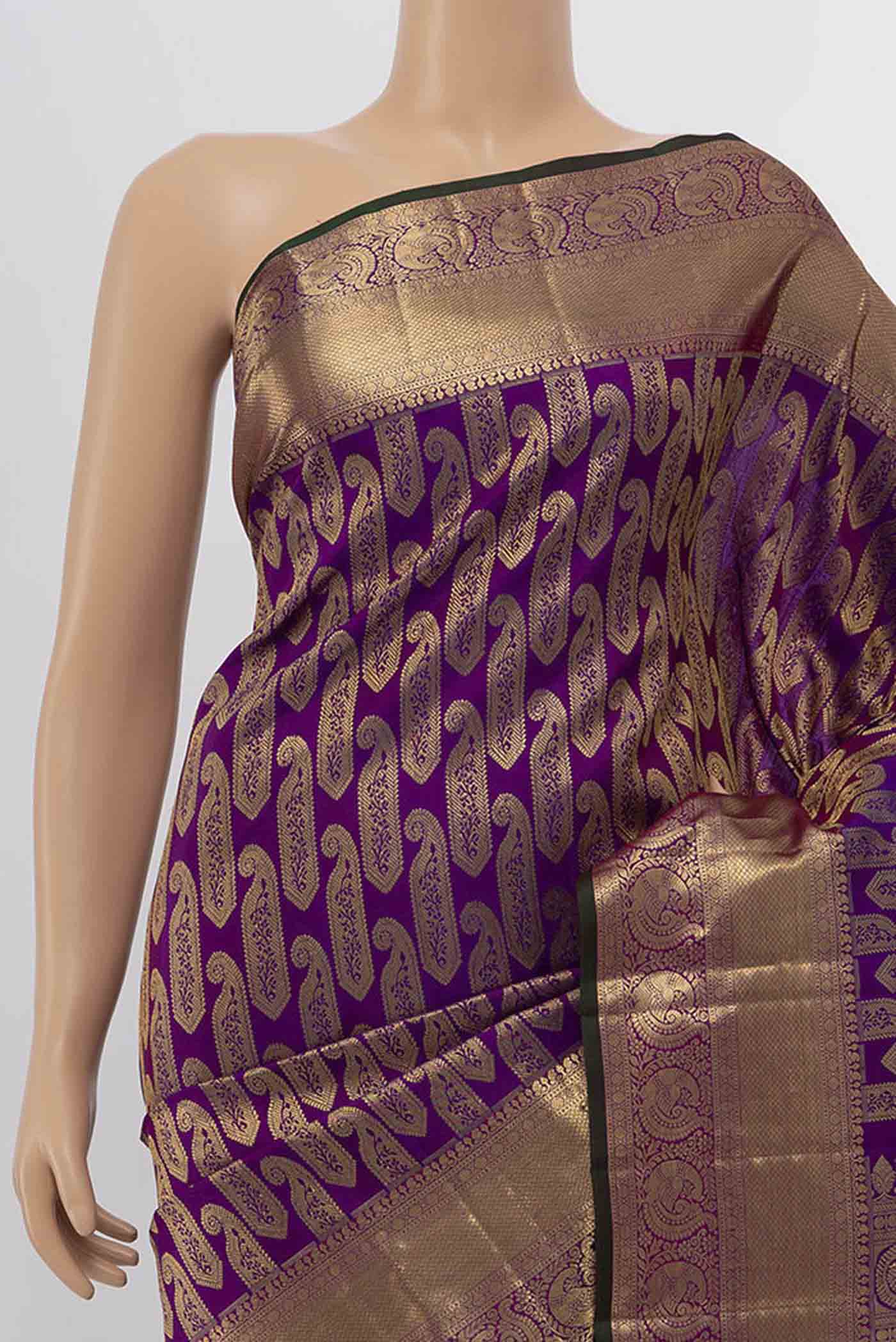 Purple Dual Tone Kanchipuram Silk Saree - Image 2