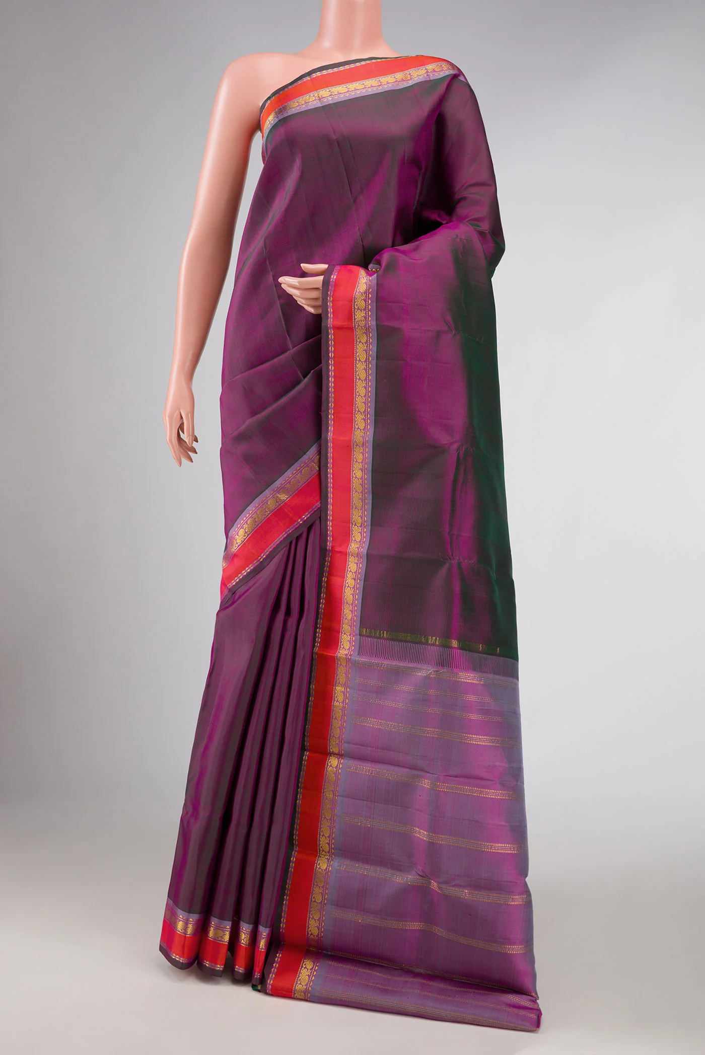 Purple Dual Tone Kanjivaram Silk Saree