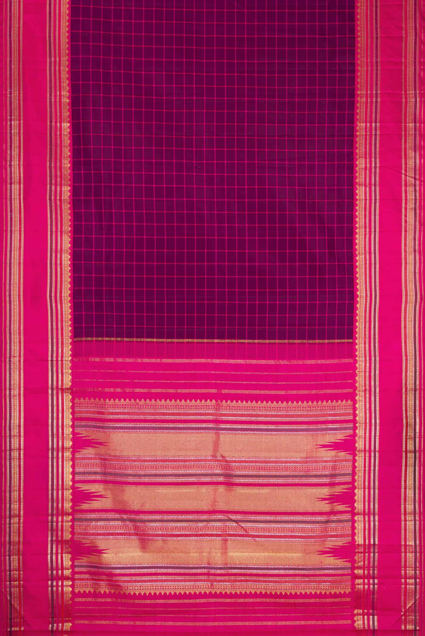 Purple Dual Tone Kanjivaram Silk Saree - Image 6