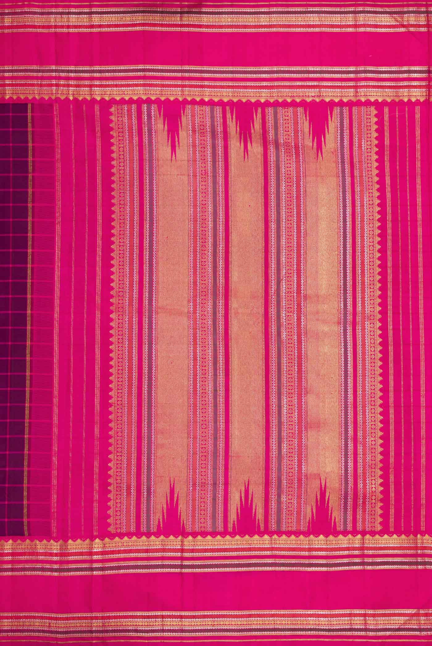 Purple Dual Tone Kanjivaram Silk Saree - Image 7