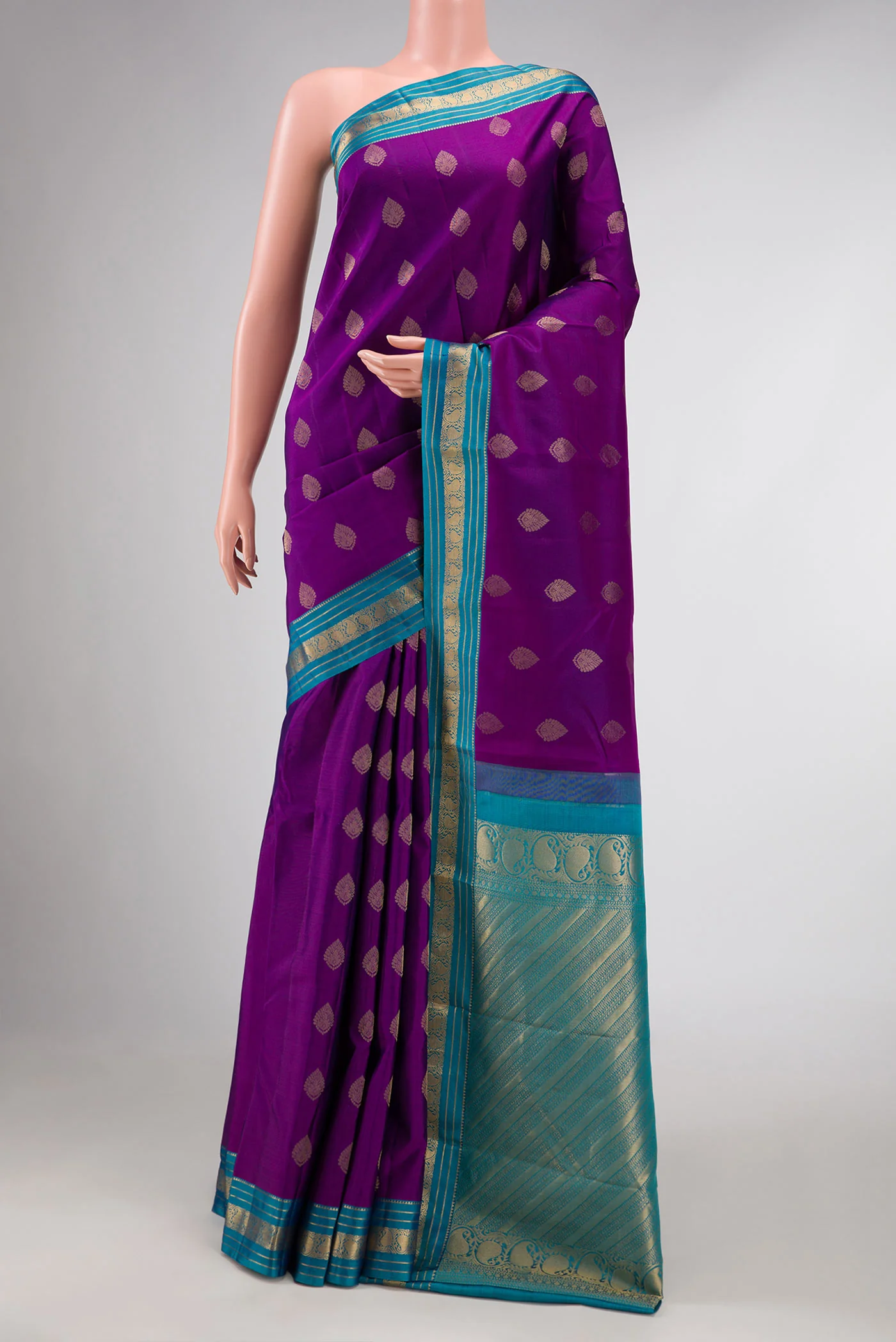 Purple Dual Tone Kanchipuram Silk Saree
