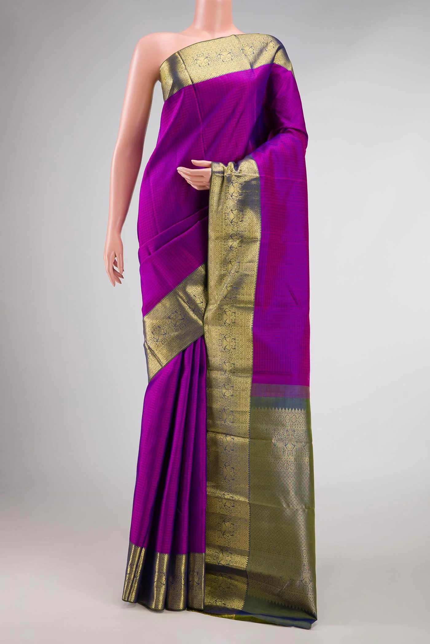 Purple Dual Tone Kanchipuram Silk Saree