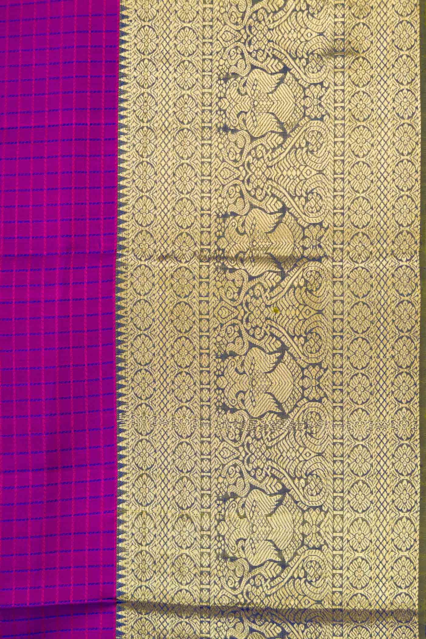 Purple Dual Tone Kanchipuram Silk Saree - Image 3