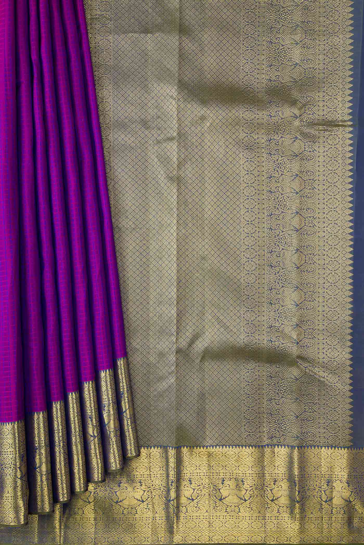 Purple Dual Tone Kanchipuram Silk Saree - Image 4