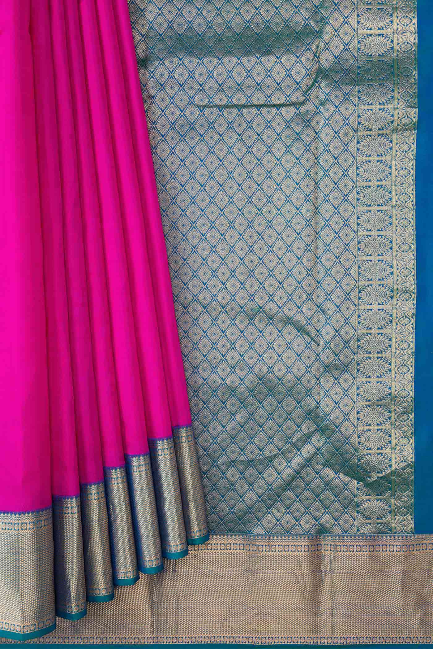 Purple Dual Tone Kanchipuram Silk Saree - Image 4