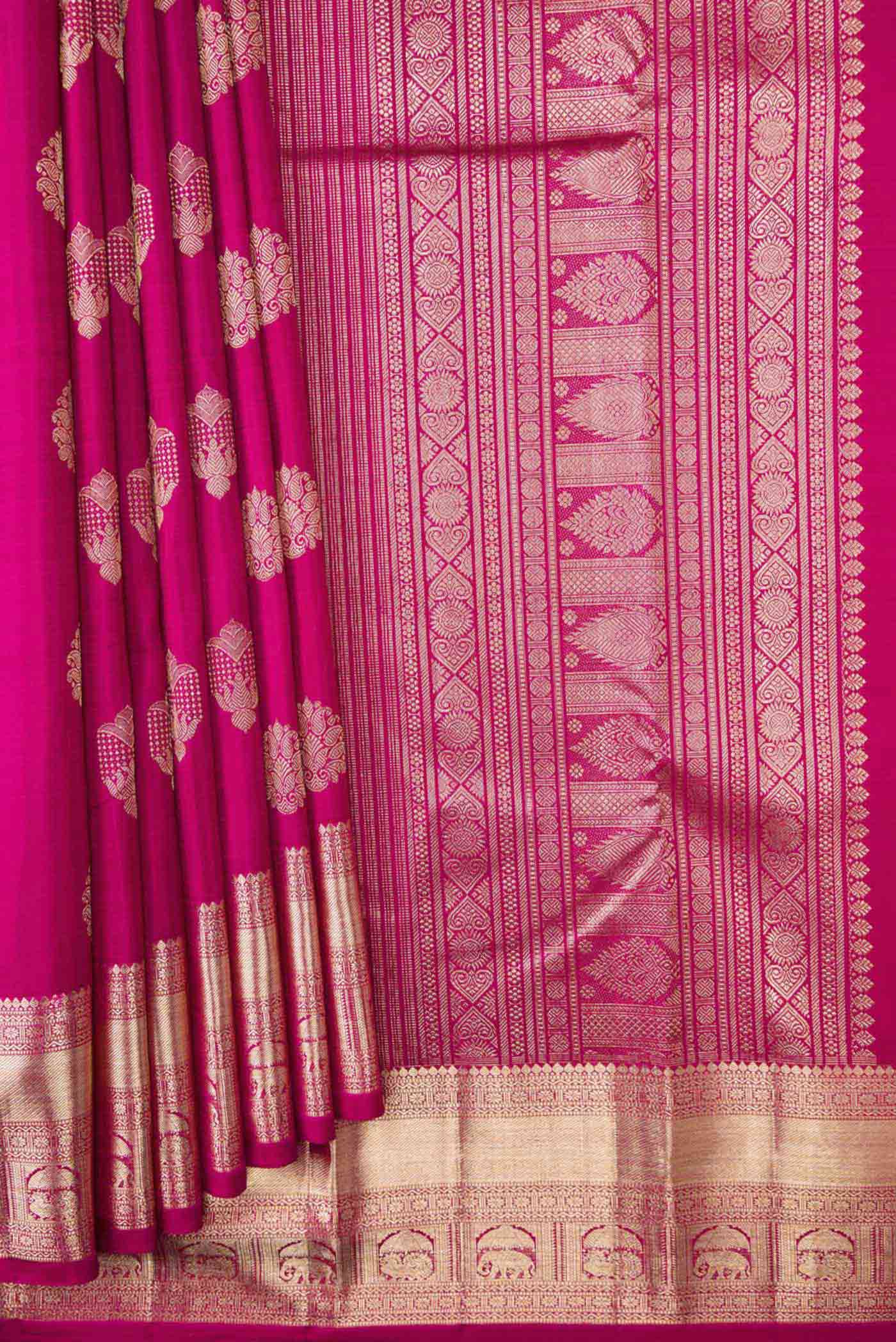 Magenta Kanjivaram Silk Saree - Image 4