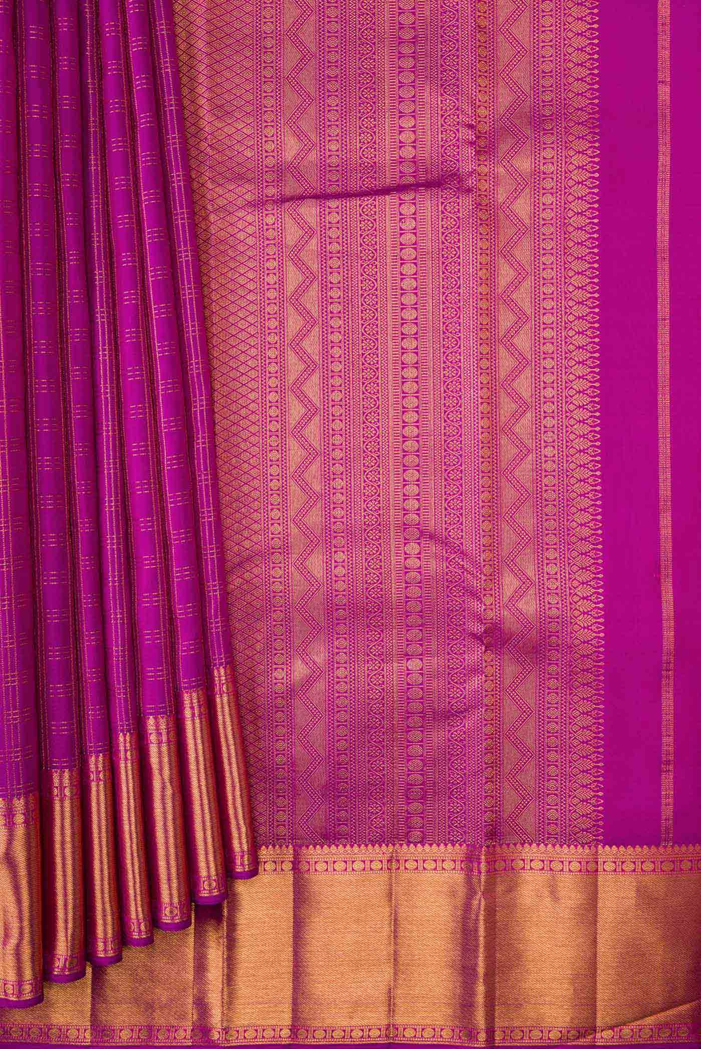 Purple Dual Tone Kanjivaram Silk Saree - Image 4