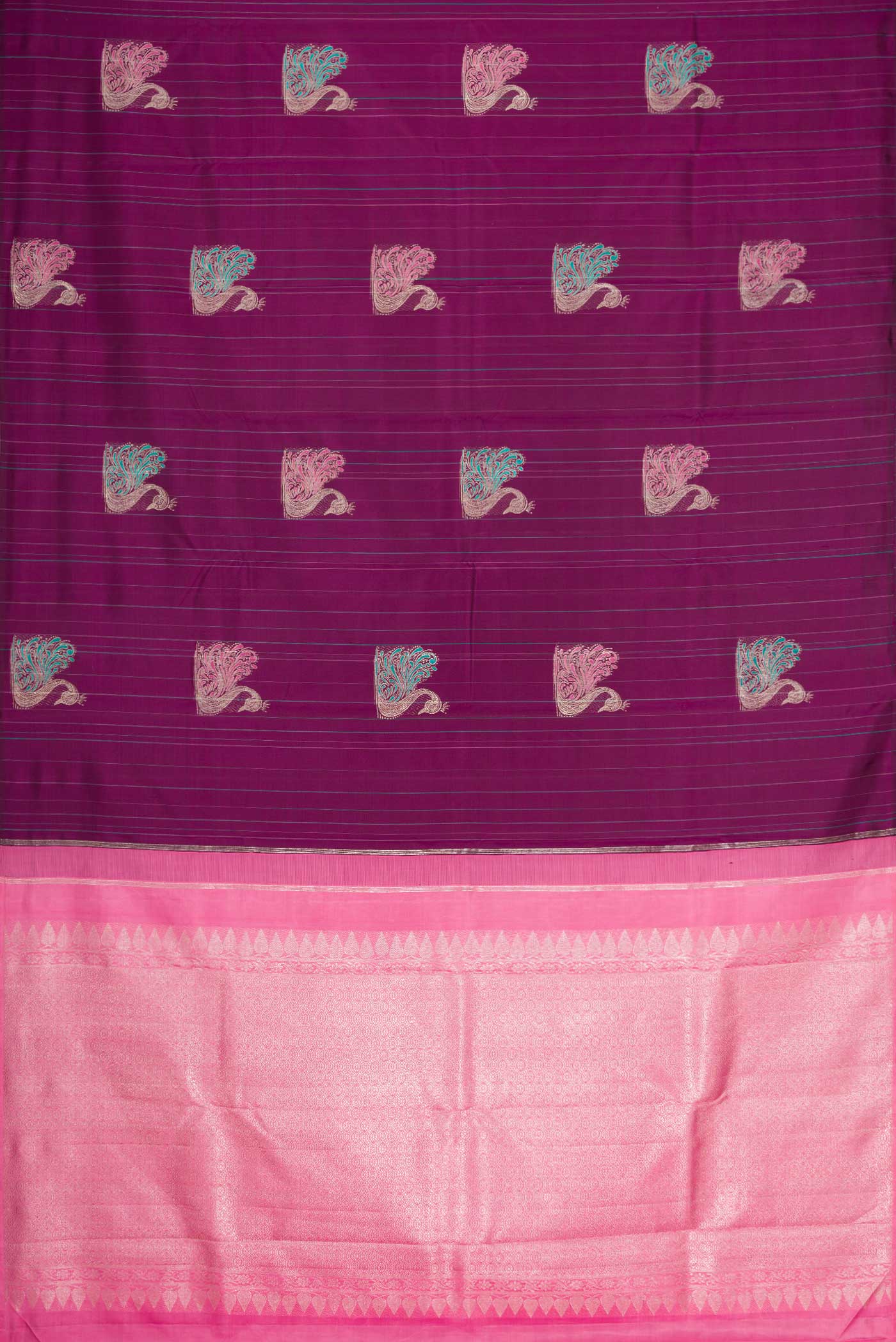 Purple Dual Tone Kanjivaram Silk Saree - Image 5