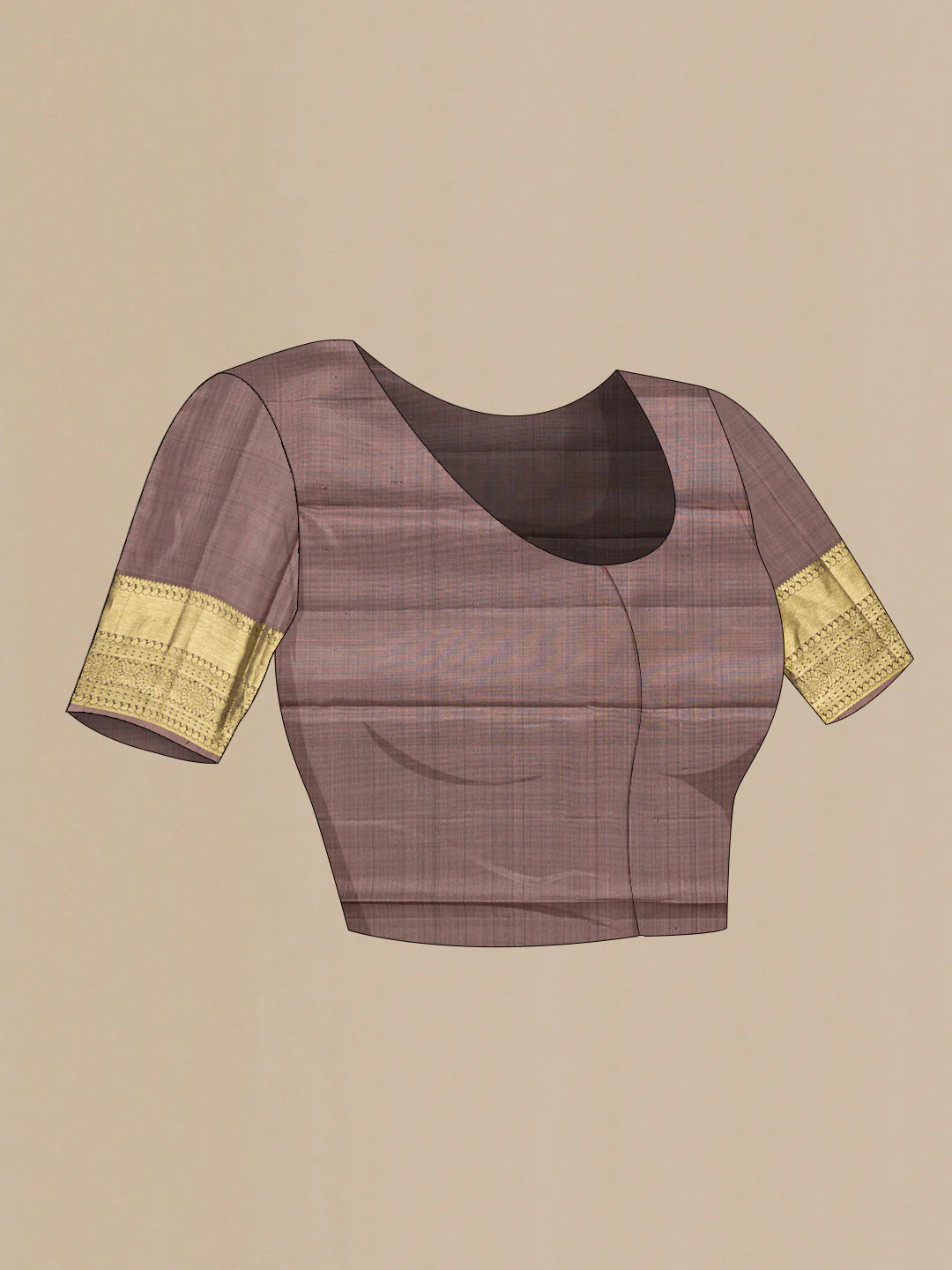 Grey with Brown Color Kanchipuram Silk Saree - Image 5