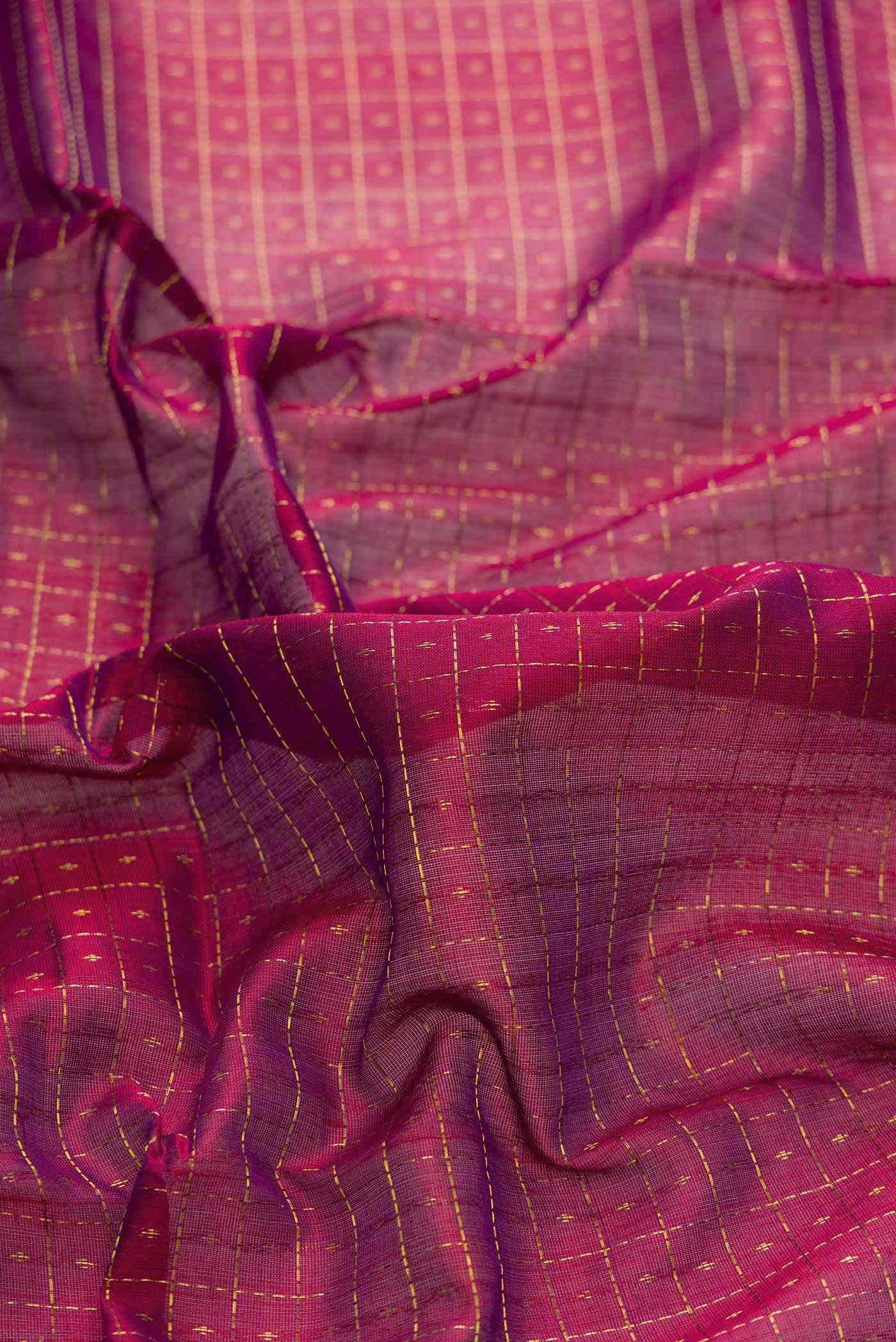 Purple Dual Tone Silk Cotton Saree - Image 2