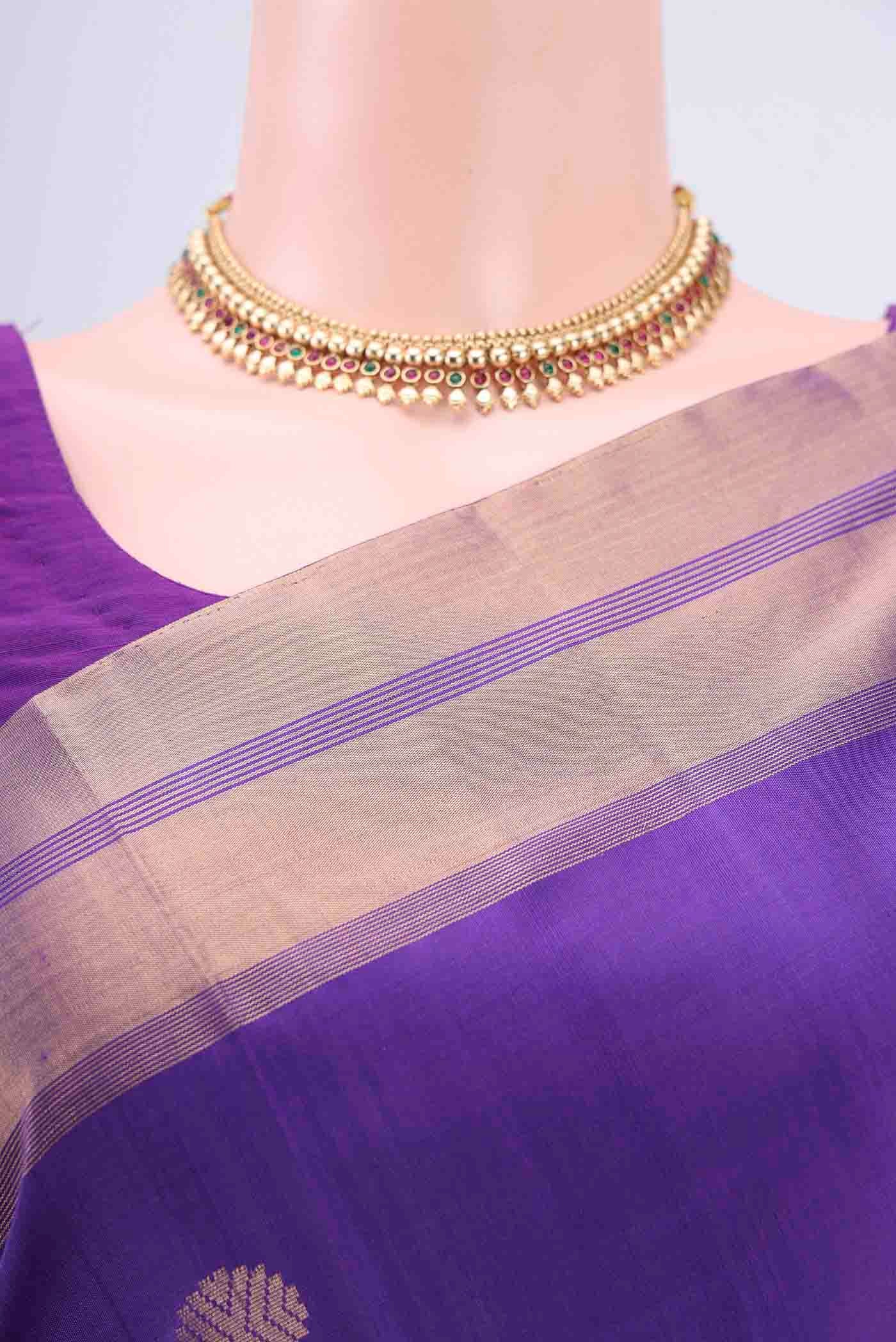 Purple Dual Tone Soft Silk Saree - Image 2