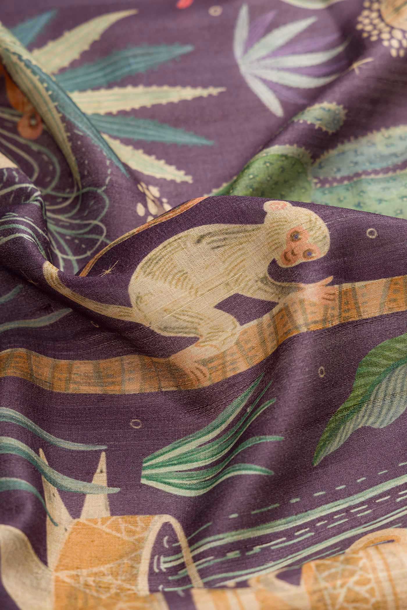 Purple Dual Tone Tussar Silk Saree - Image 2