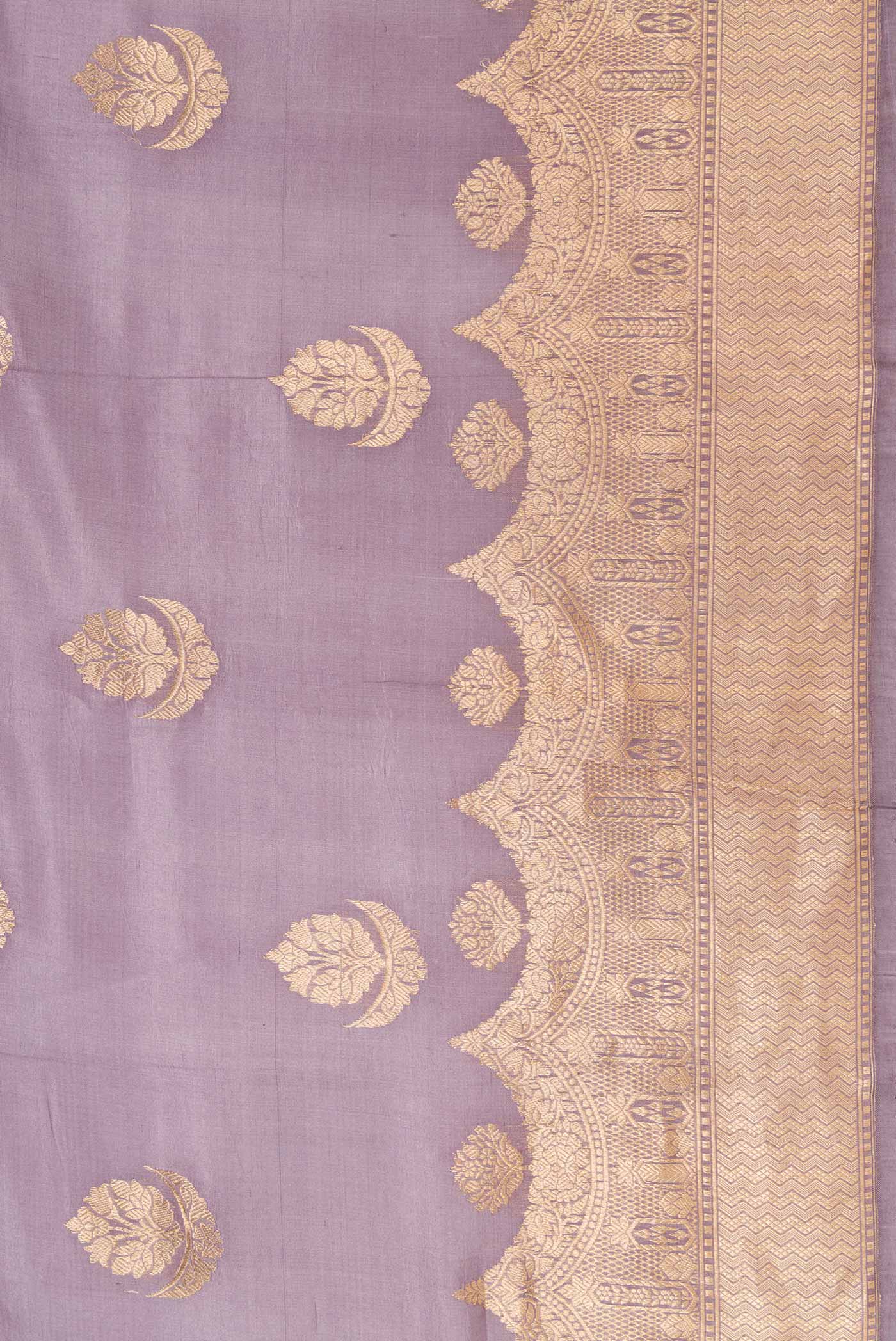 Lavender Banarasi Katan Silk Saree - Image 3