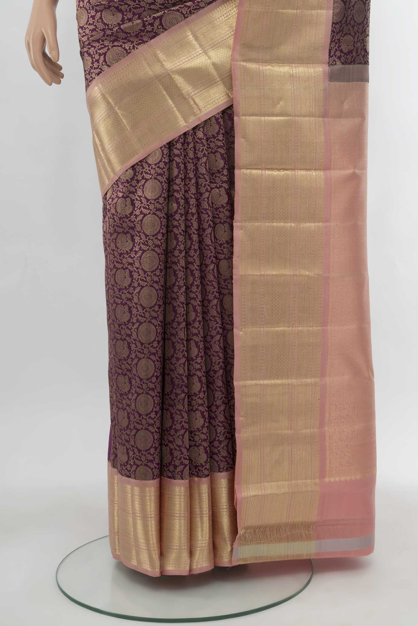 Purple Kanchipuram Silk Saree - Image 3