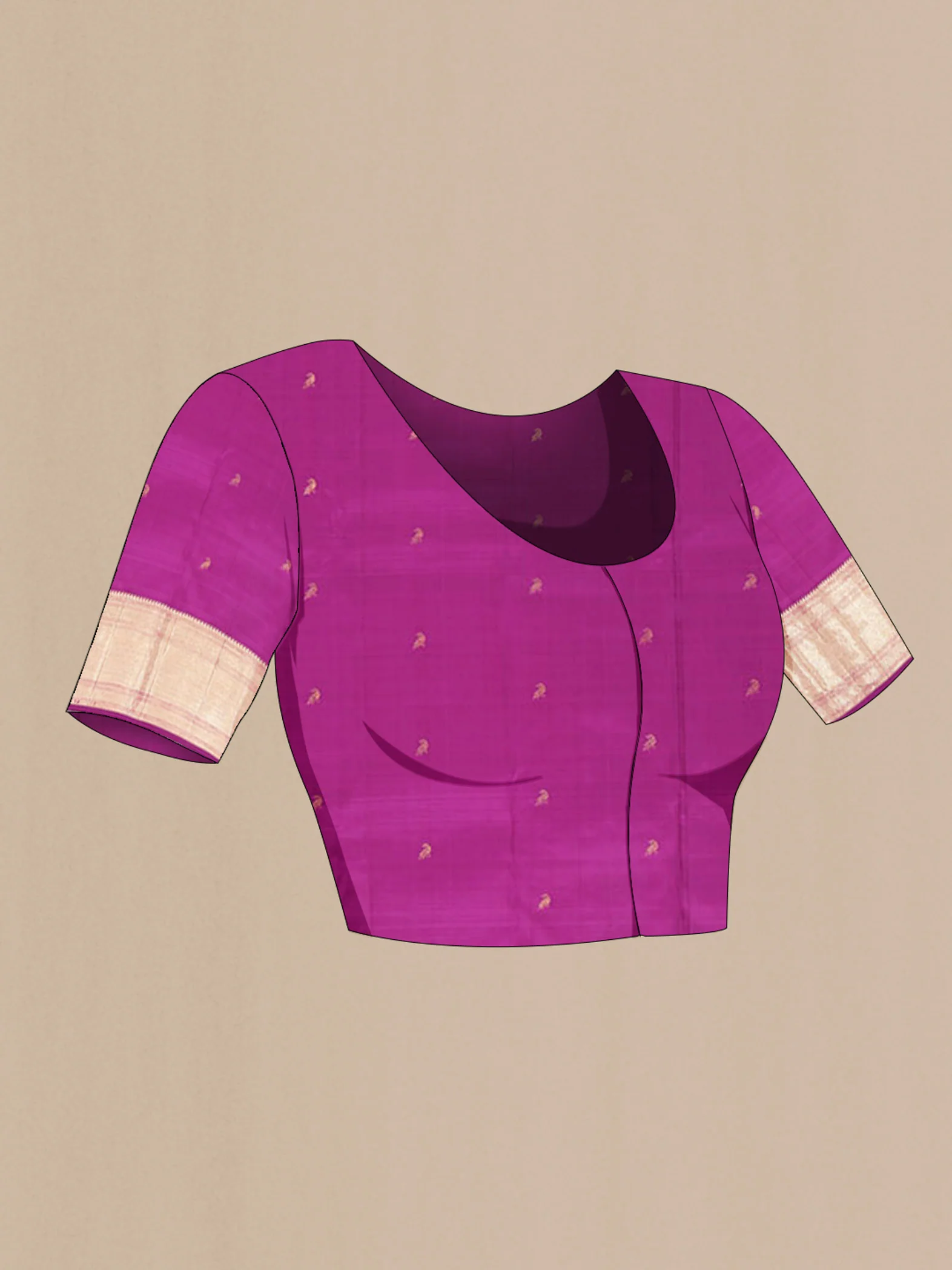Magenta Kanchipuram Silk Saree - Image 4